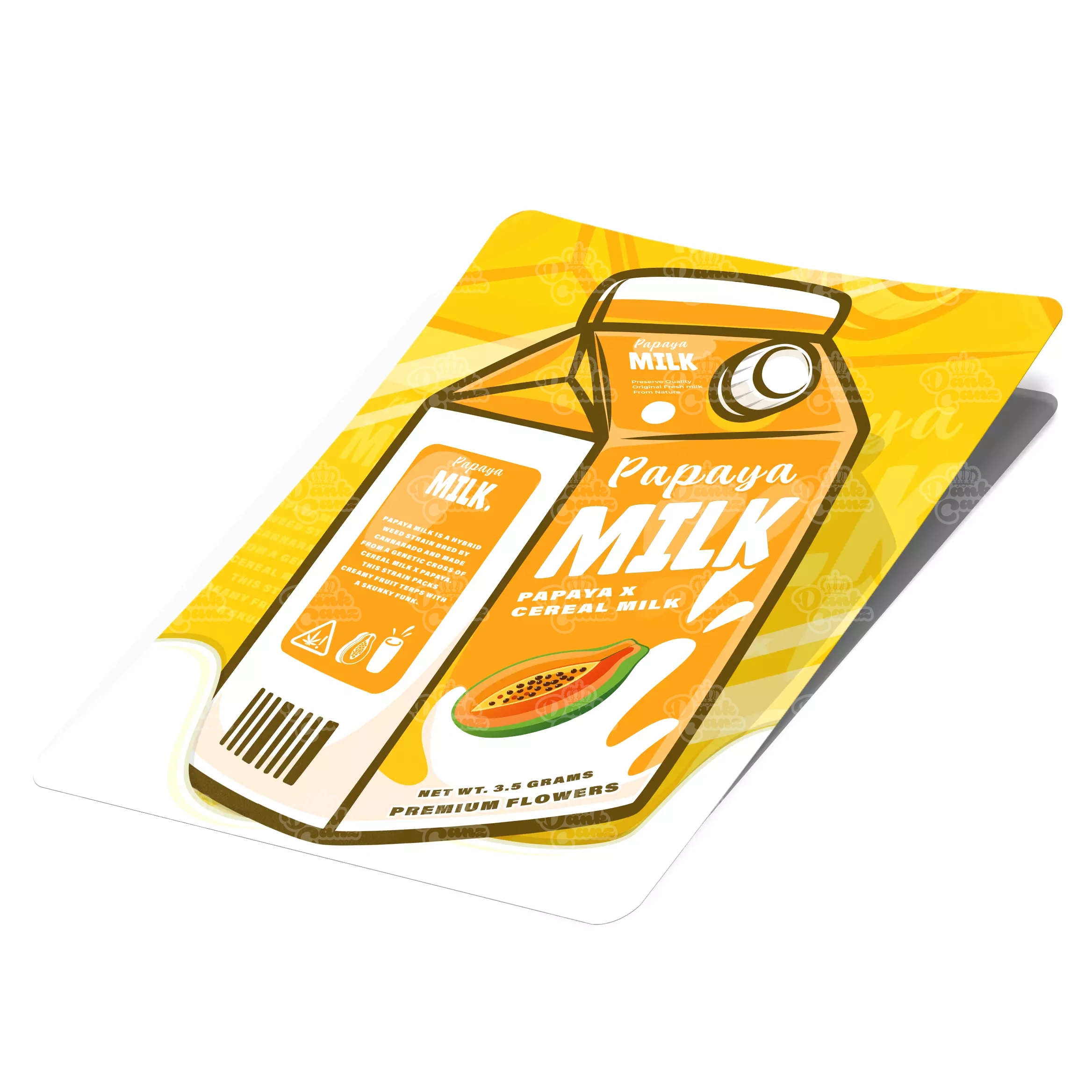 Papaya Milk Mylar Bag Labels - Labels only - DC Packaging Custom Cannabis Packaging