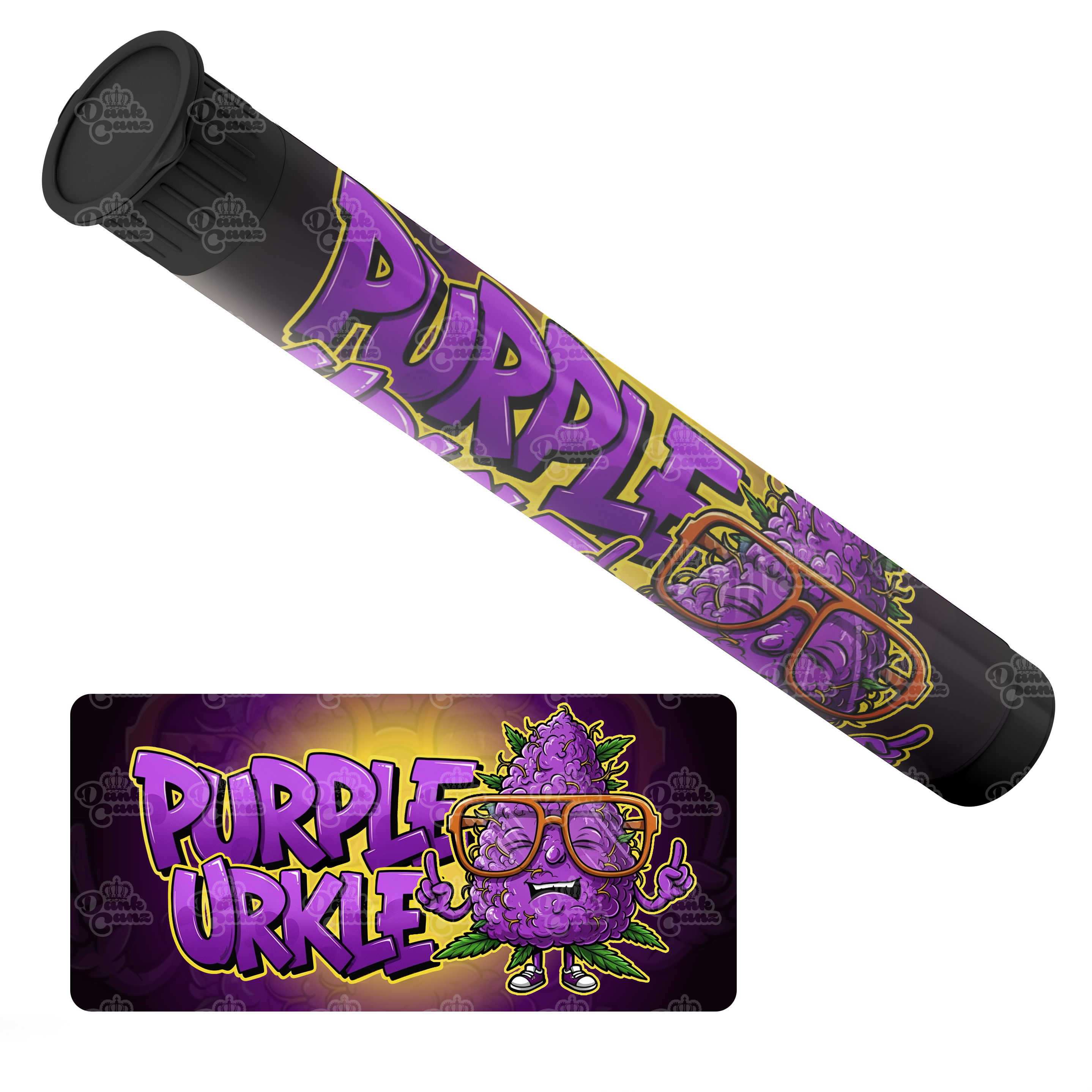 Purple Urkle Pre Roll Tubes - Labelled - DC Packaging Custom Cannabis Packaging