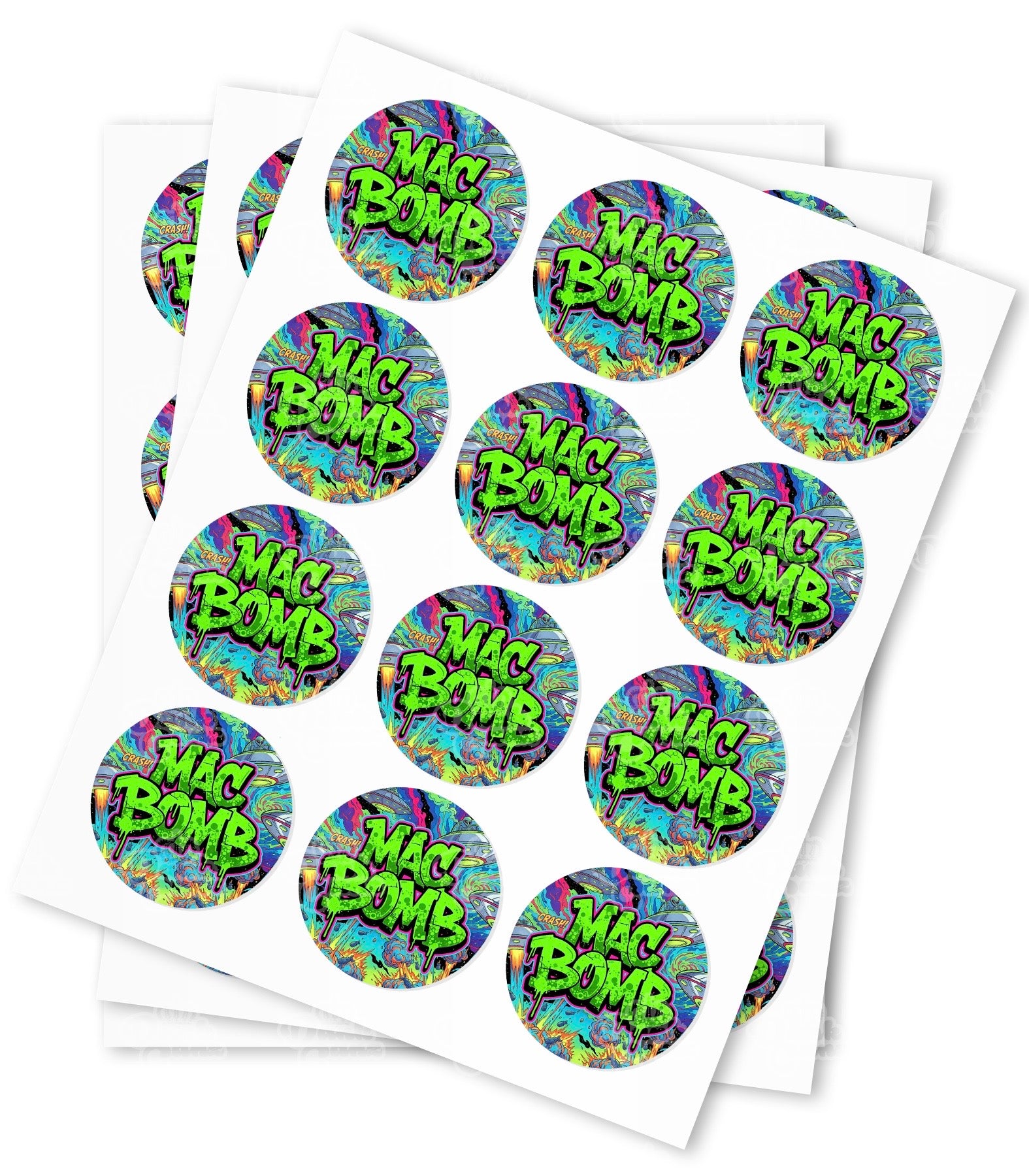 Mac Bomb Strain Stickers - DC Packaging Custom Cannabis Packaging