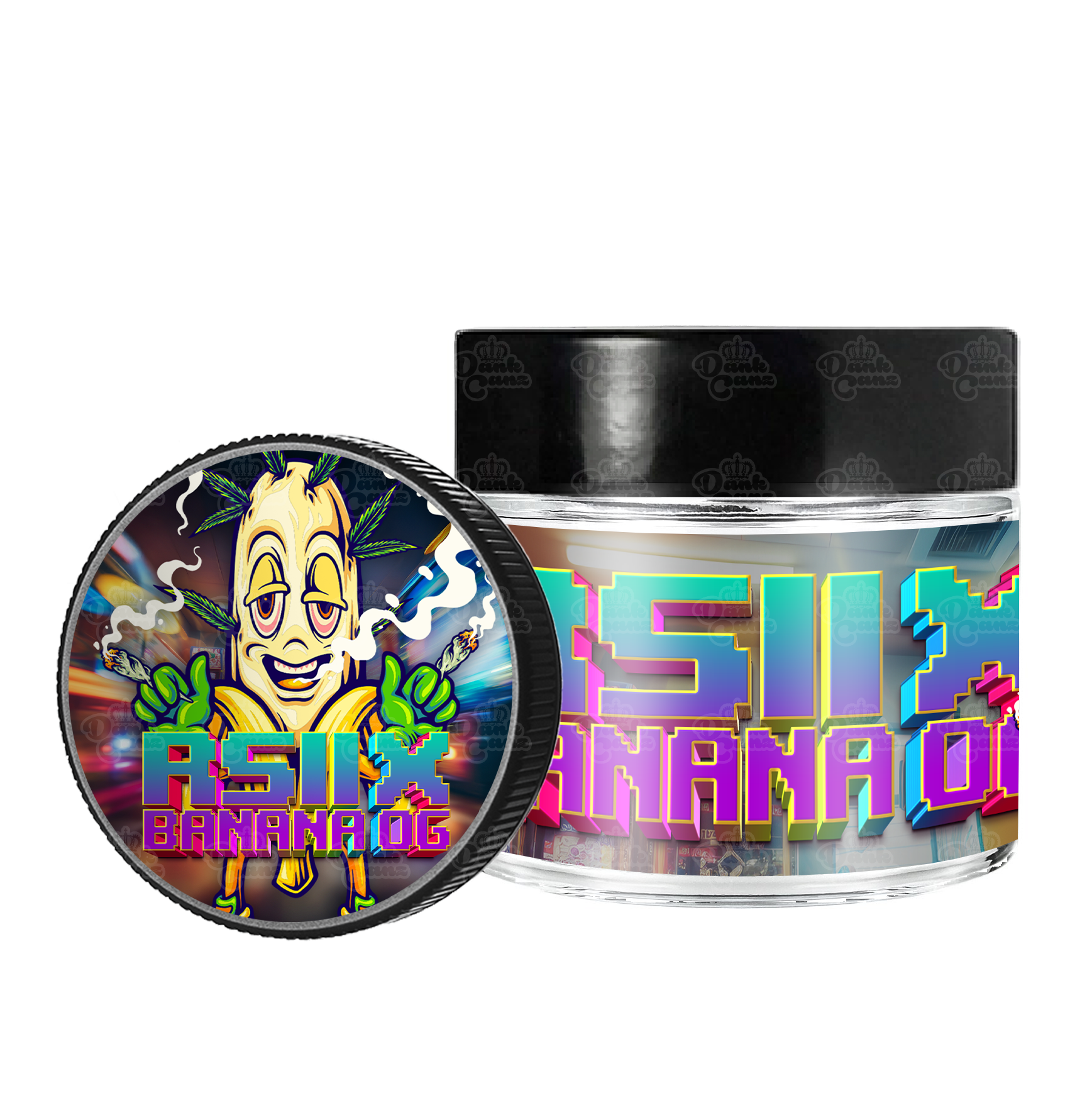 RS11 x Banana OG 3.5g/60ml Glass Jars - Labelled - DC Packaging Custom Cannabis Packaging