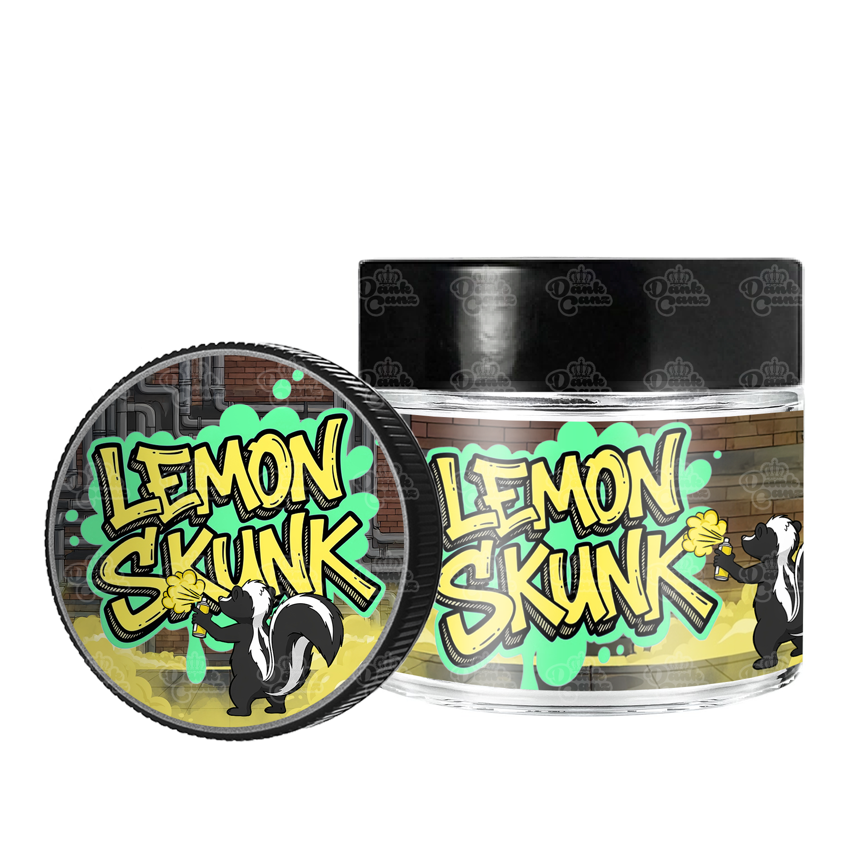 Lemon Skunk 3.5g/60ml Glass Jars - Labelled - DC Packaging Custom Cannabis Packaging