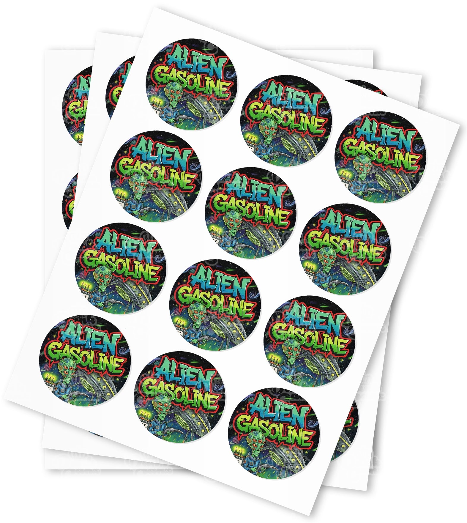 Alien Gasoline Strain Stickers - DC Packaging Custom Cannabis Packaging