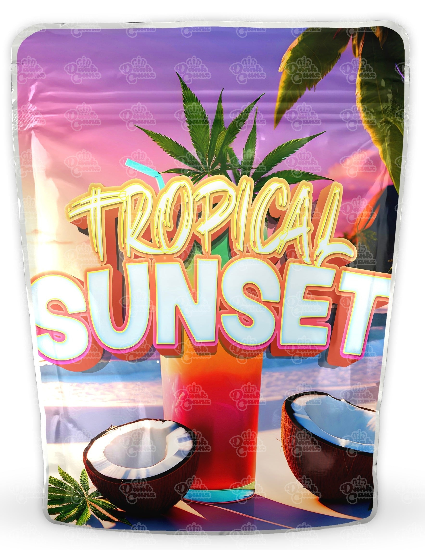 Tropical Sunset Mylar Bags - DC Packaging Custom Cannabis Packaging