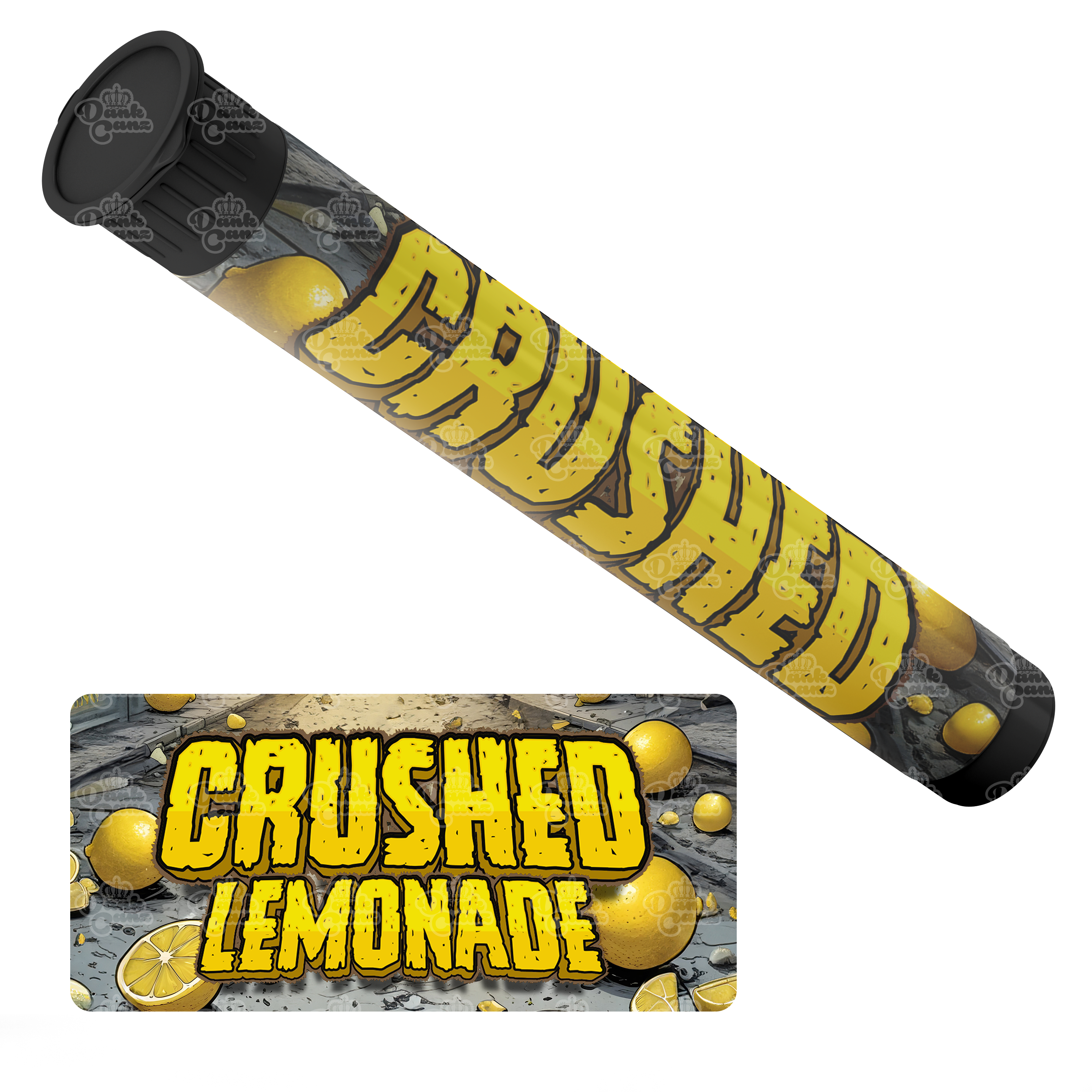 Crushed Lemonade Pre Roll Tubes - Labelled - DC Packaging Custom Cannabis Packaging