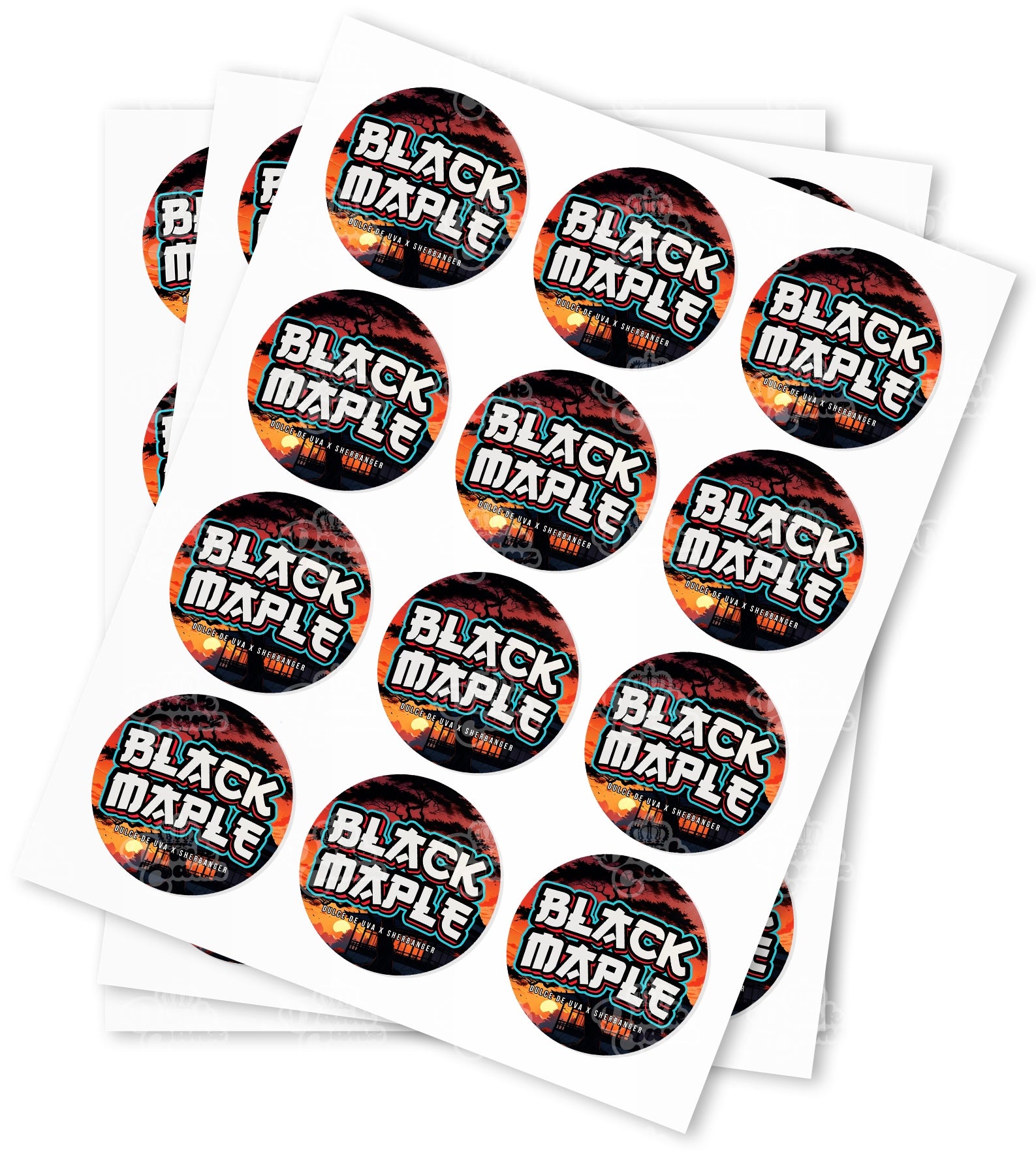 Black Maple Strain Stickers - DC Packaging Custom Cannabis Packaging