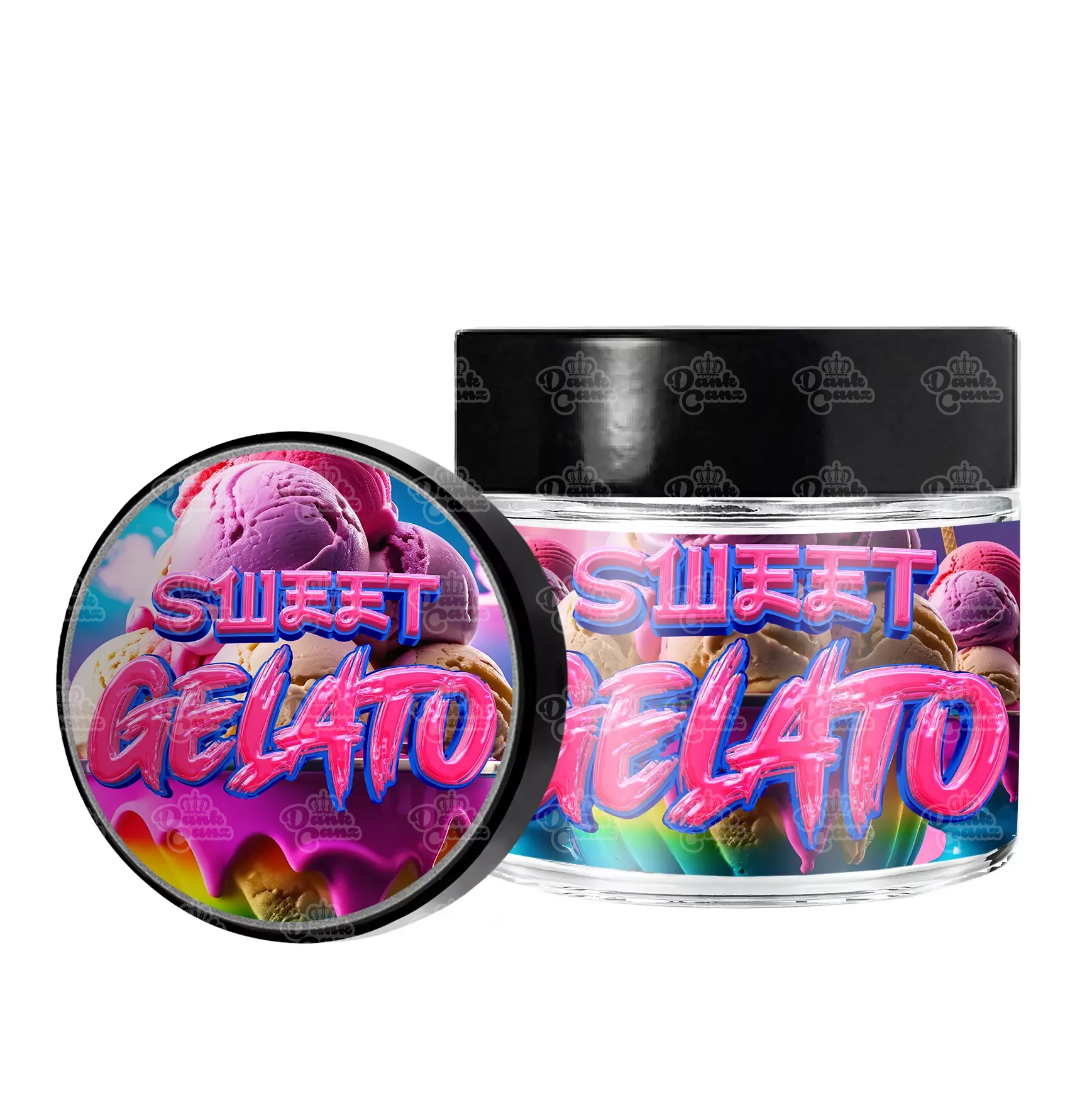 Sweet Gelato 3.5g/60ml Glass Jars - Labelled. - DC Packaging Custom Cannabis Packaging