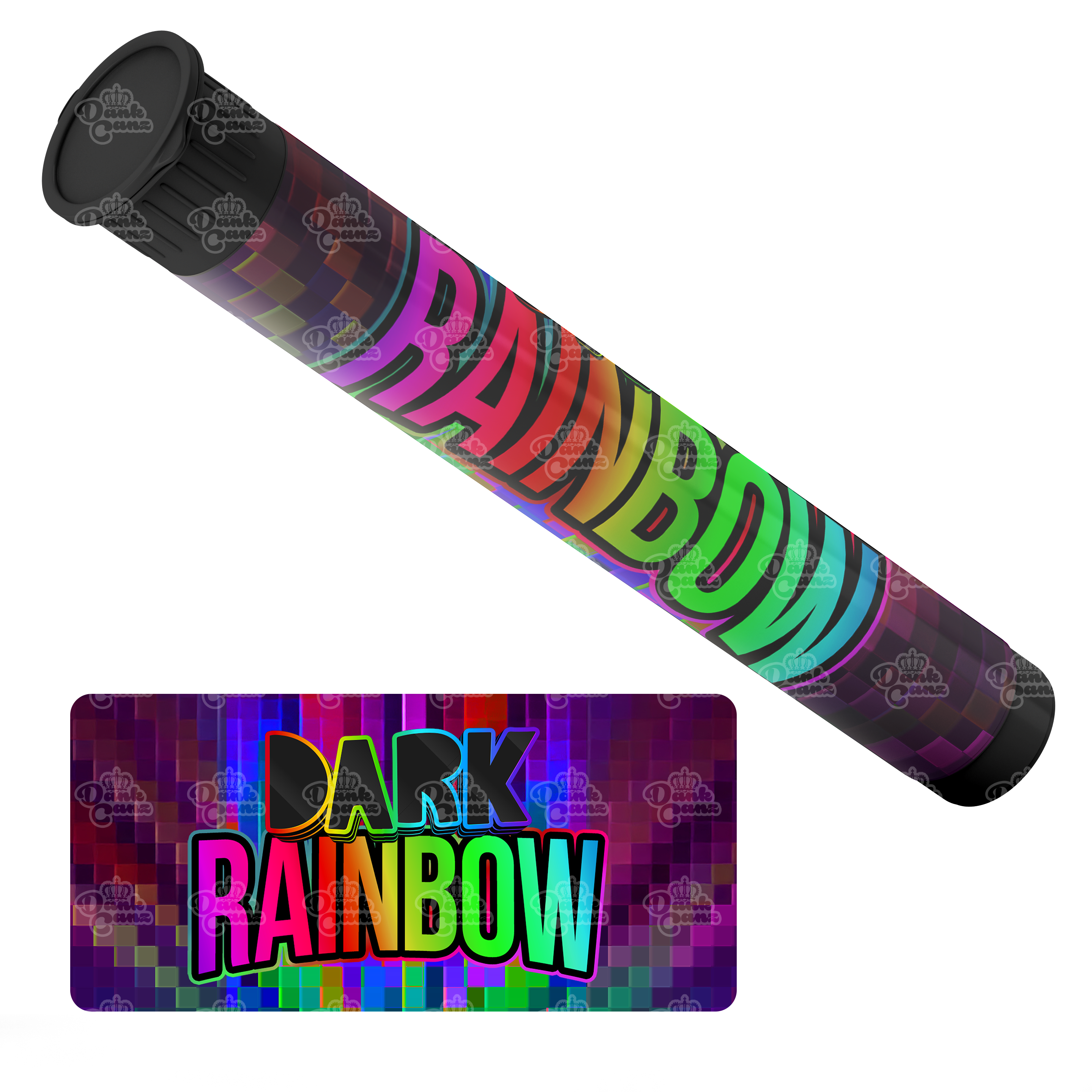 Dark Rainbow Pre Roll Tubes - Labelled - DC Packaging Custom Cannabis Packaging