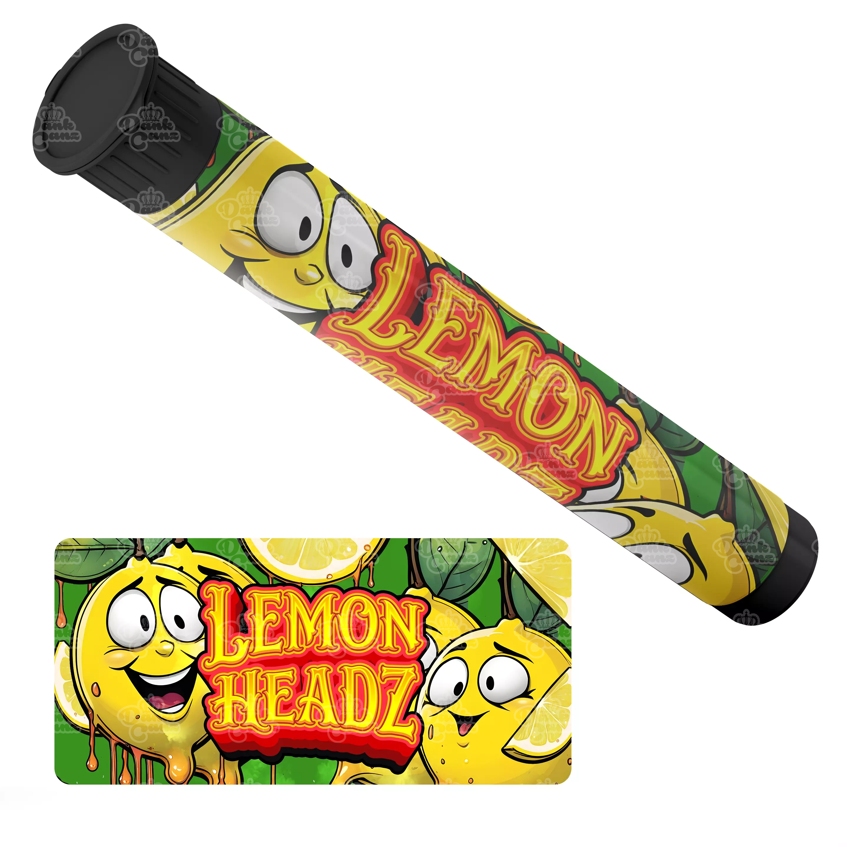 Lemon Headz Pre Roll Tubes - Labelled - DC Packaging Custom Cannabis Packaging