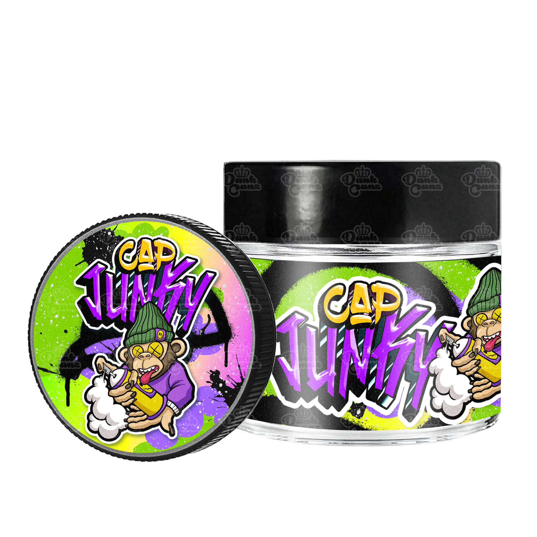 Cap Junky 3.5g/60ml Glass Jars - Labelled - DC Packaging Custom Cannabis Packaging