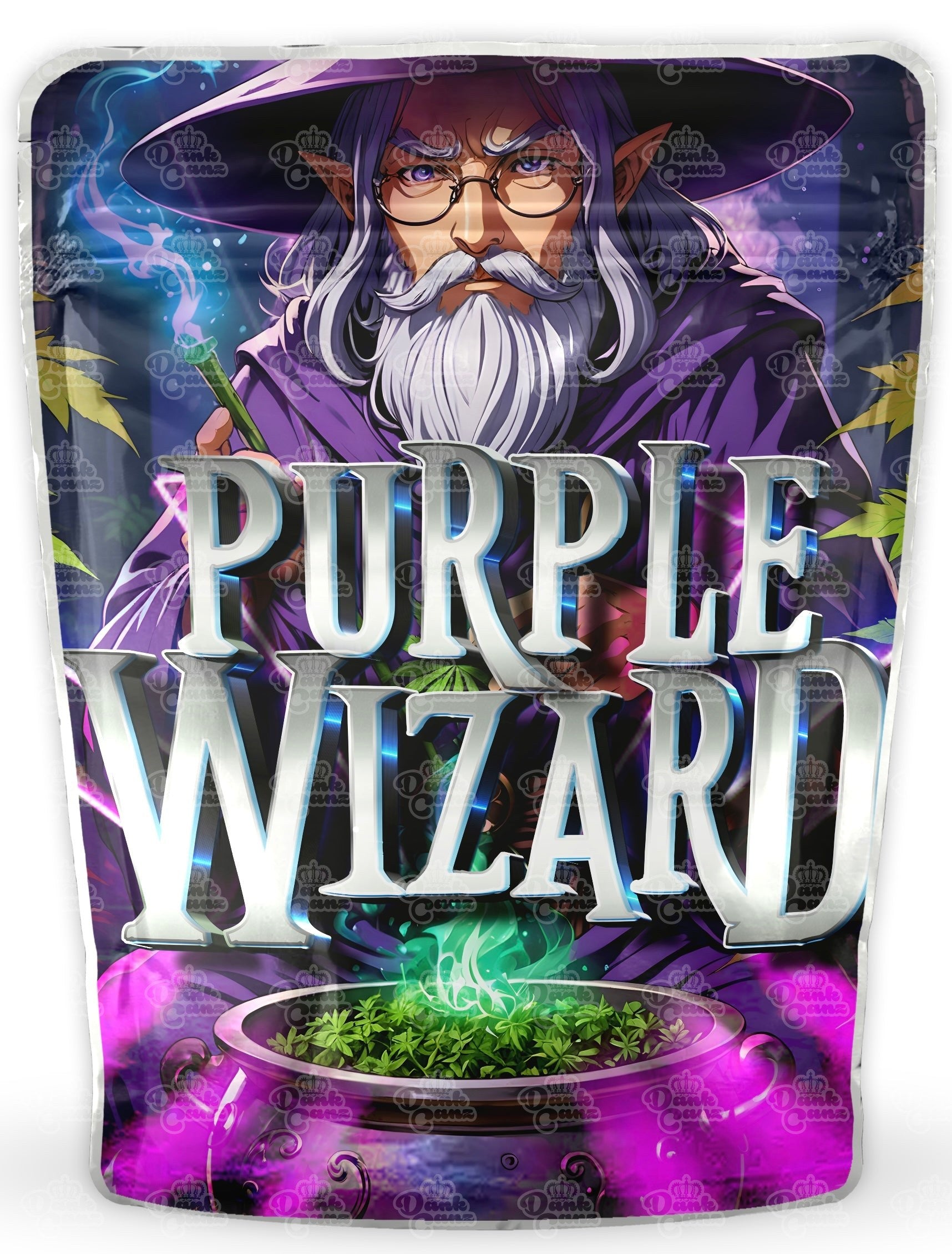 Purple Wizard Mylar Bags - DC Packaging Custom Cannabis Packaging