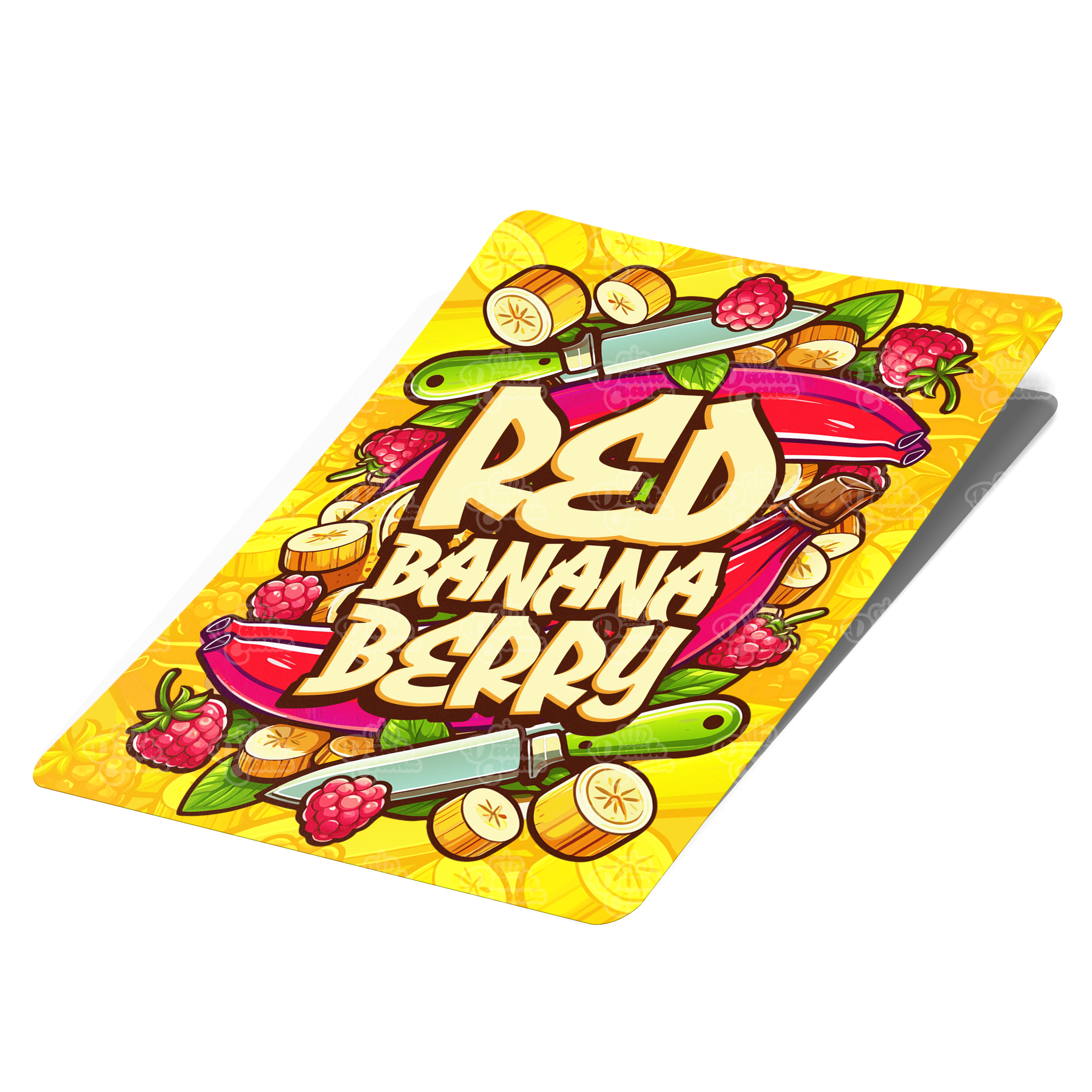 Red Banana Berry Mylar Bag Labels - Labels only - DC Packaging Custom Cannabis Packaging