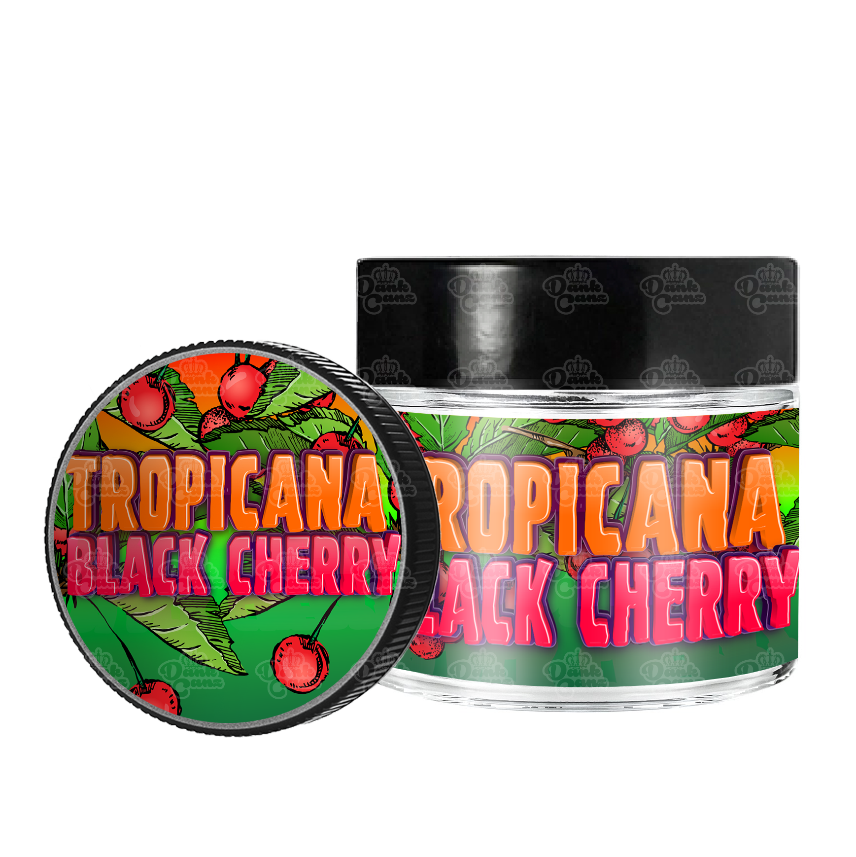 Tropicana Black Cherry 3.5g/60ml Glass Jars - Labelled - DC Packaging Custom Cannabis Packaging