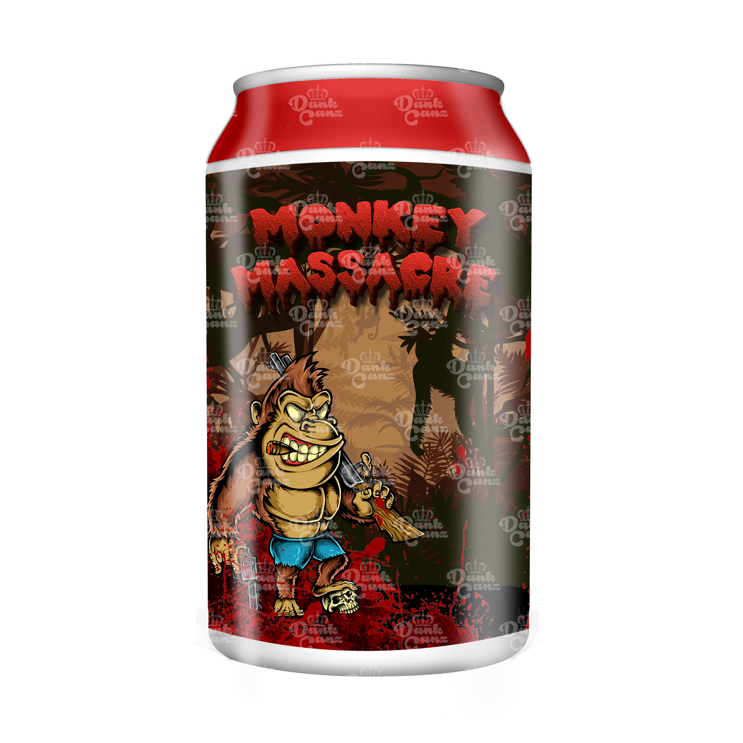Monkey Massacre 3.5g Plastic Soda Cans - DC Packaging Custom Cannabis Packaging