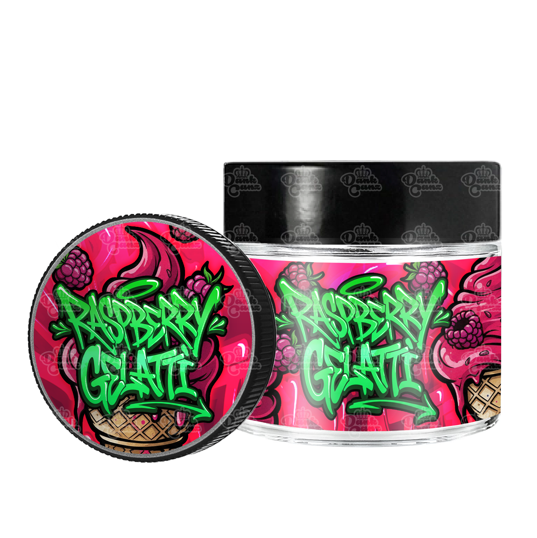 Raspberry Gelatti 3.5g/60ml Glass Jars - Labelled - DC Packaging Custom Cannabis Packaging