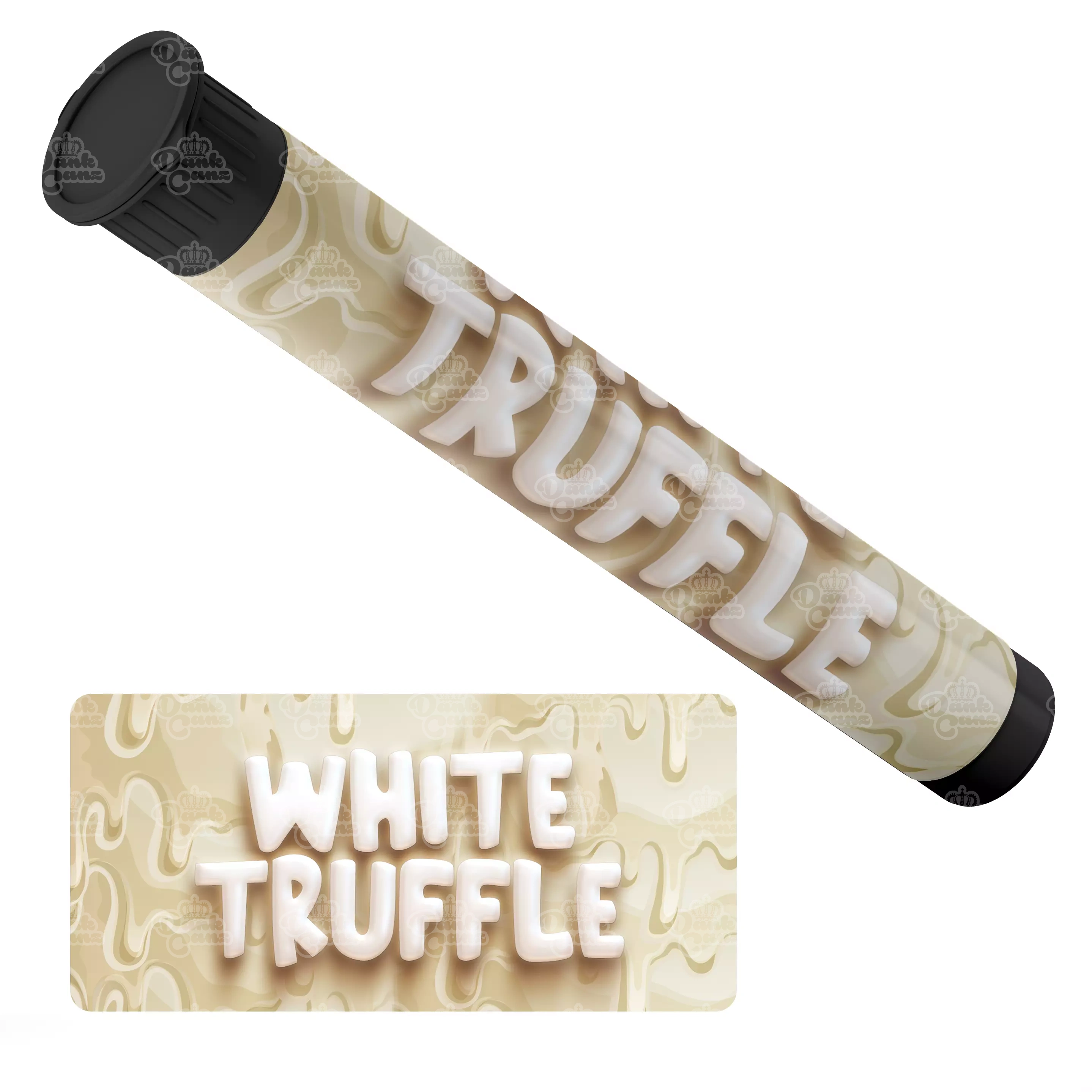 White Truffle Pre Roll Tubes - Labelled - DC Packaging Custom Cannabis Packaging