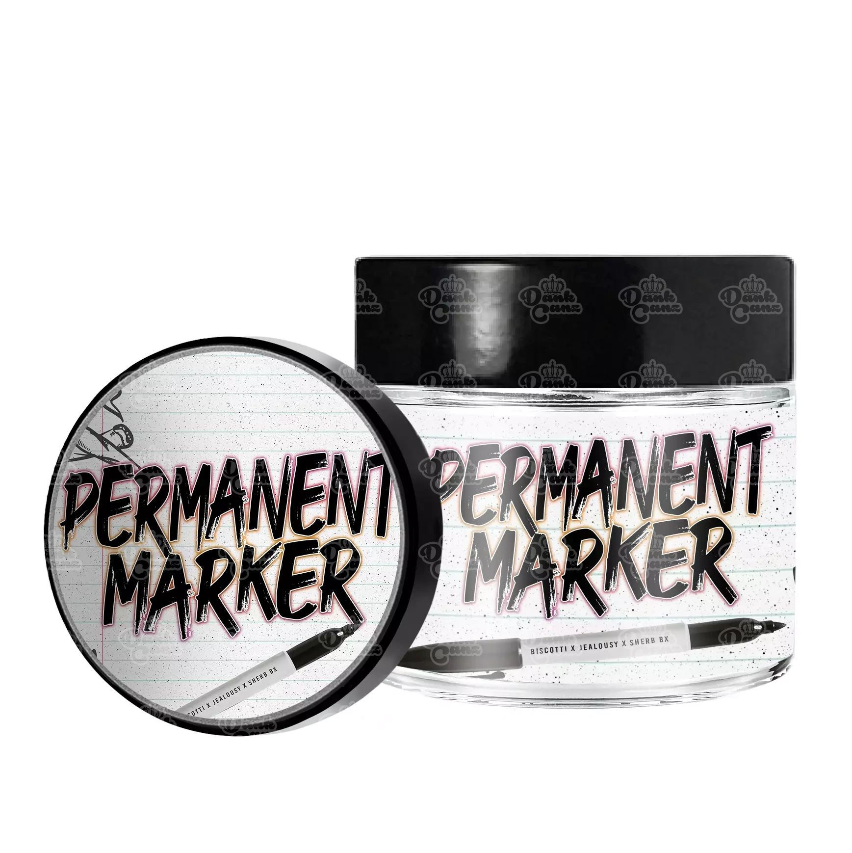 Permanent Marker 3.5g/60ml Glass Jars - Labelled - DC Packaging Custom Cannabis Packaging