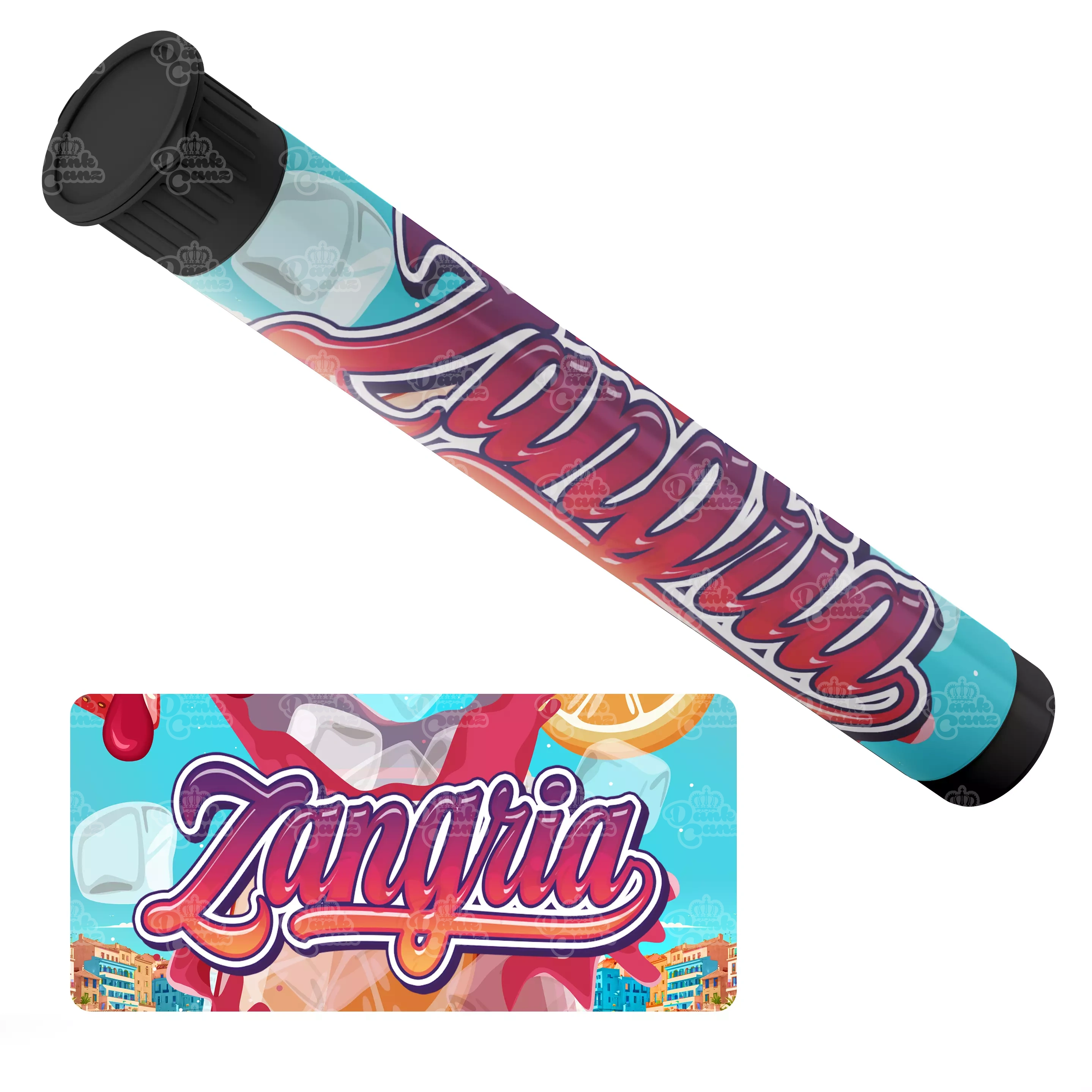Zangria Pre Roll Tubes - Labelled - DC Packaging Custom Cannabis Packaging