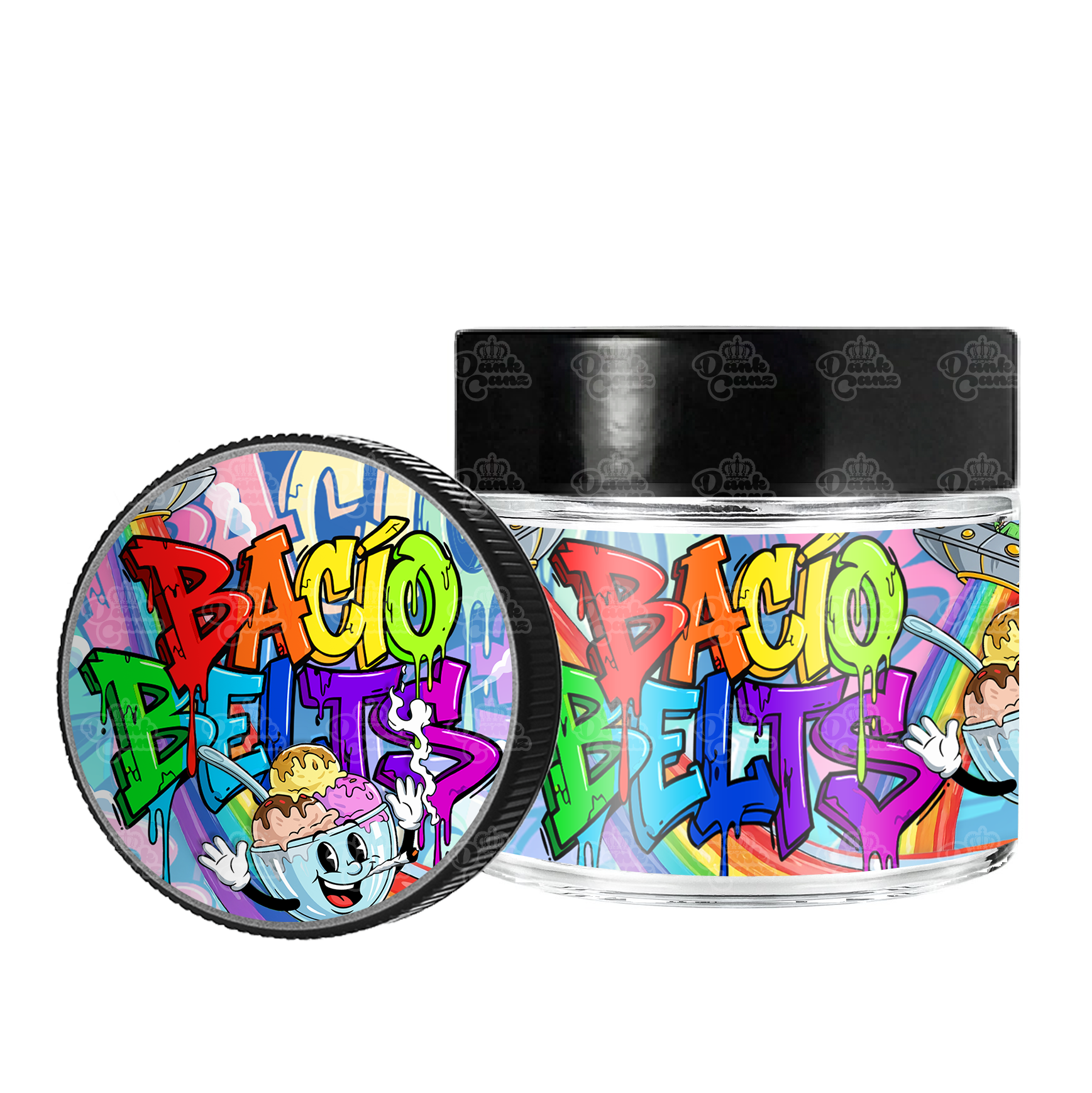 Bacio Belts 3.5g/60ml Glass Jars - Labelled - DC Packaging Custom Cannabis Packaging