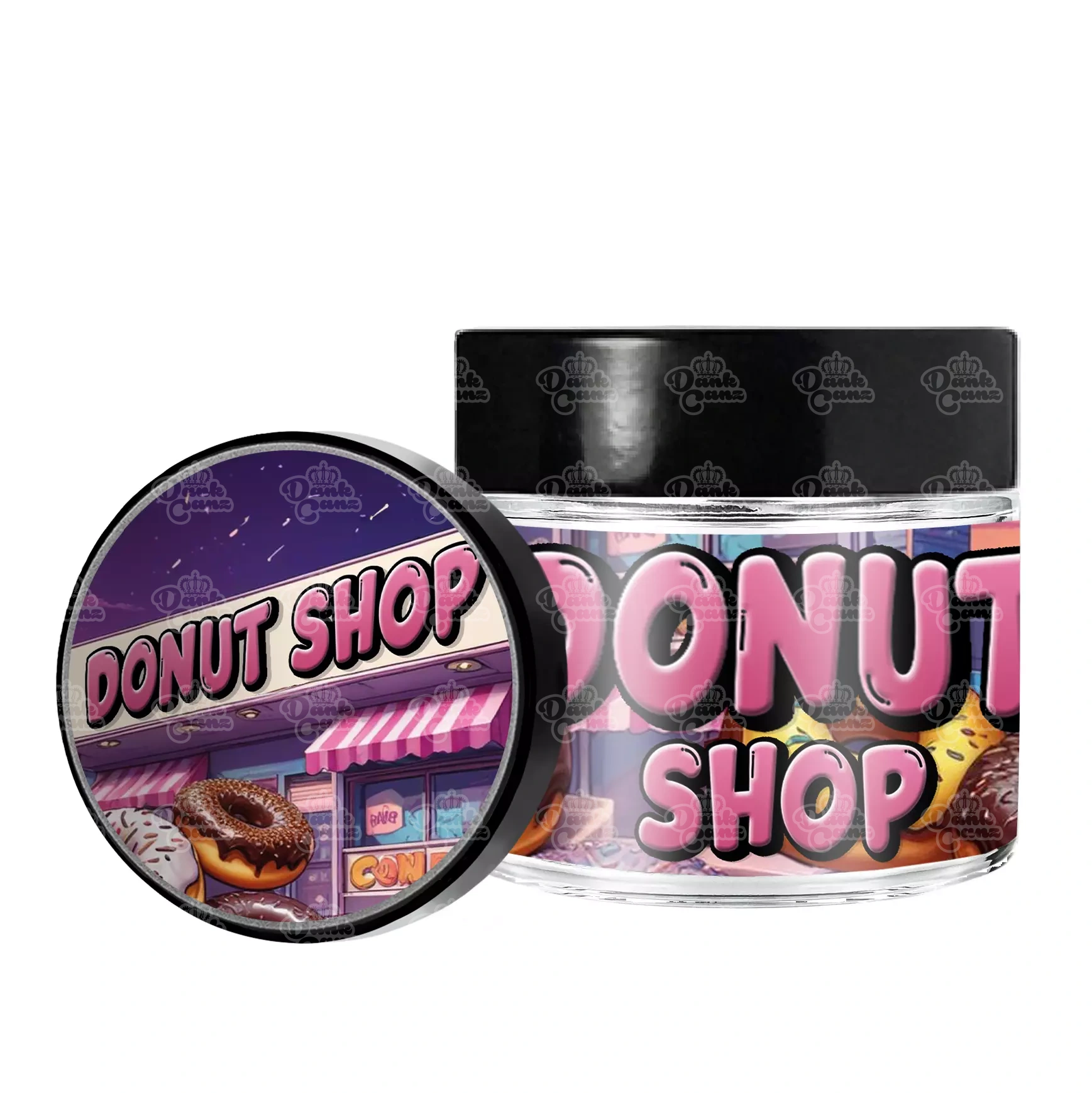 Donut Shop 3.5g/60ml Glass Jars - Labelled - DC Packaging Custom Cannabis Packaging