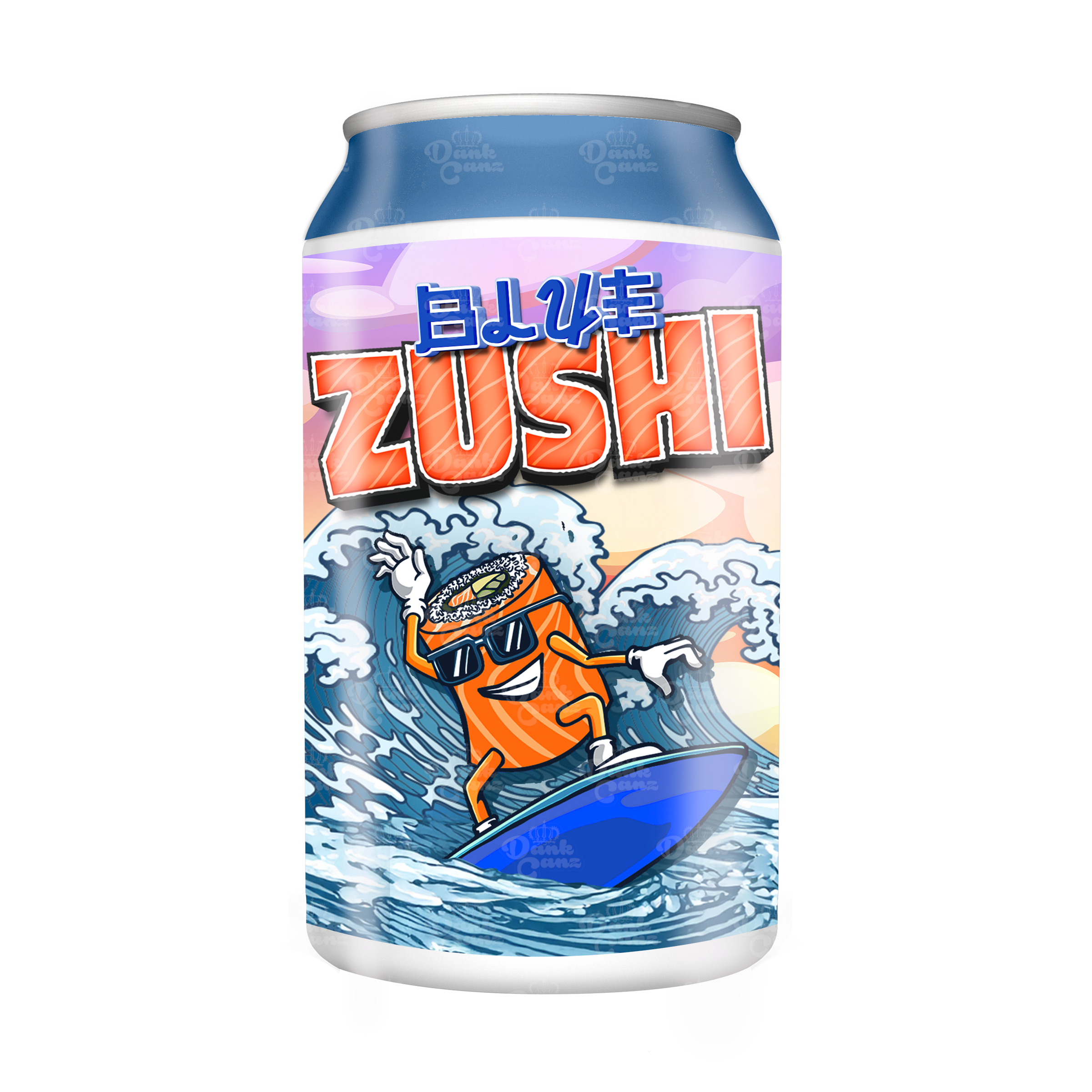 Blue Zushi 3.5g Plastic Soda Cans - DC Packaging Custom Cannabis Packaging