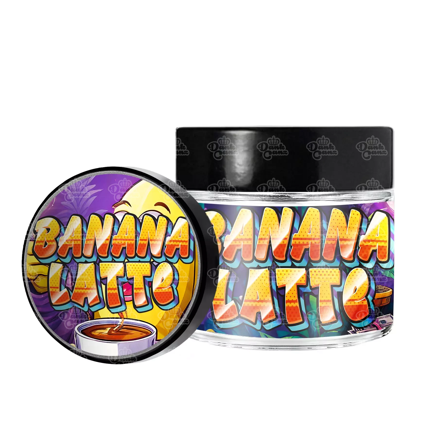 Banana Latte 3.5g/60ml Glass Jars - Labelled - DC Packaging Custom Cannabis Packaging