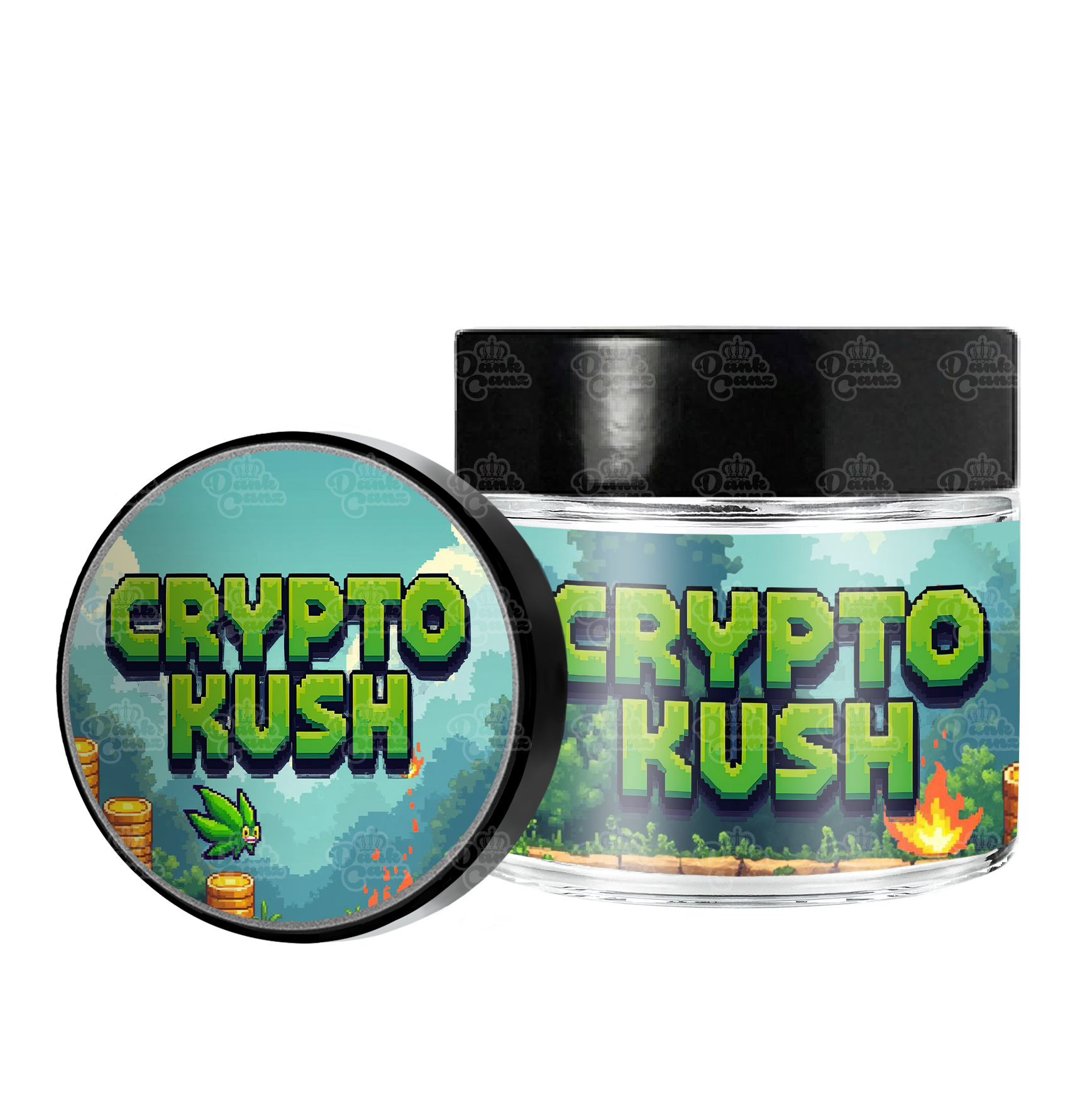 Crypto Kush 3.5g/60ml Glass Jars - Labelled - DC Packaging Custom Cannabis Packaging