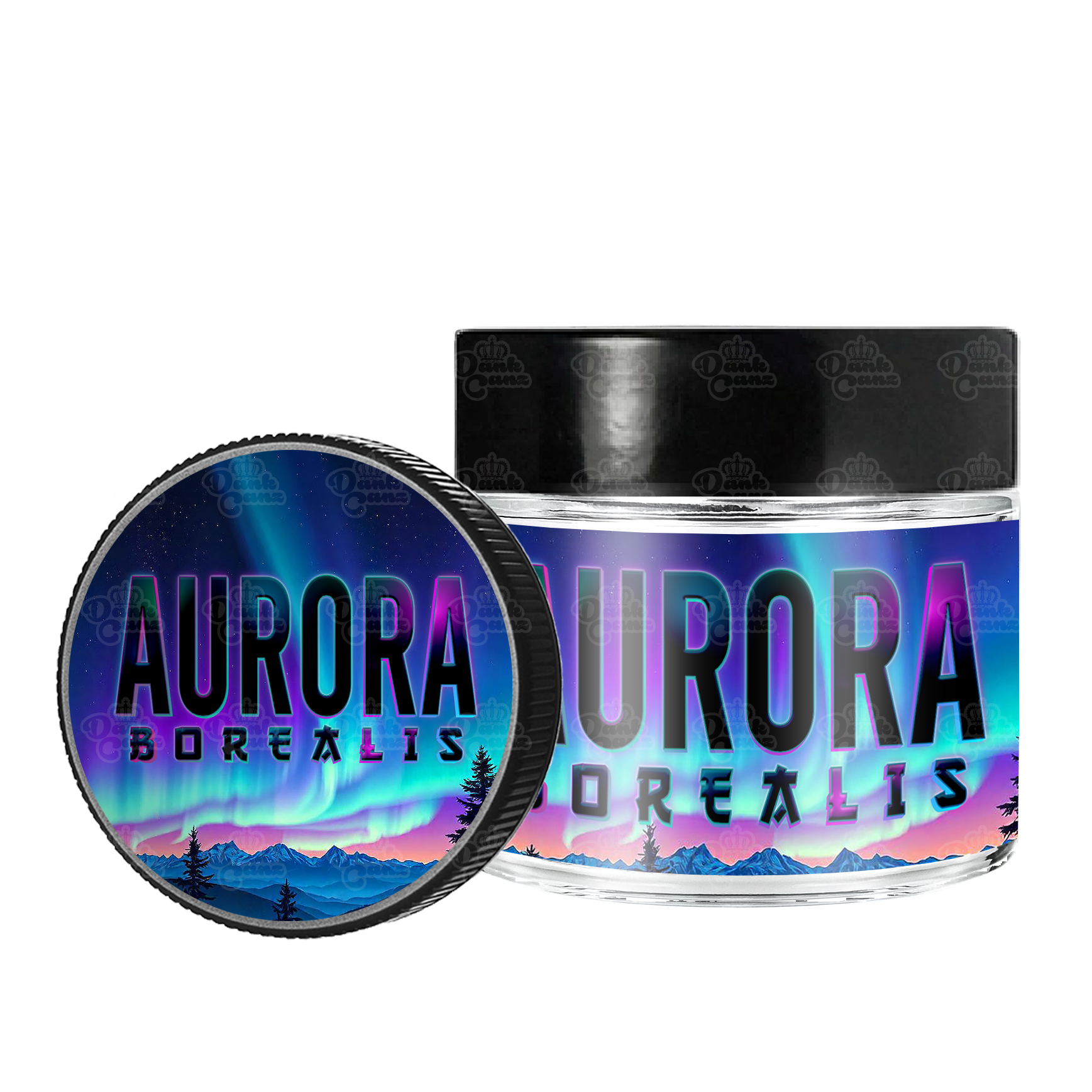 Aurora Borealis 3.5g/60ml Glass Jars - Labelled - DC Packaging Custom Cannabis Packaging