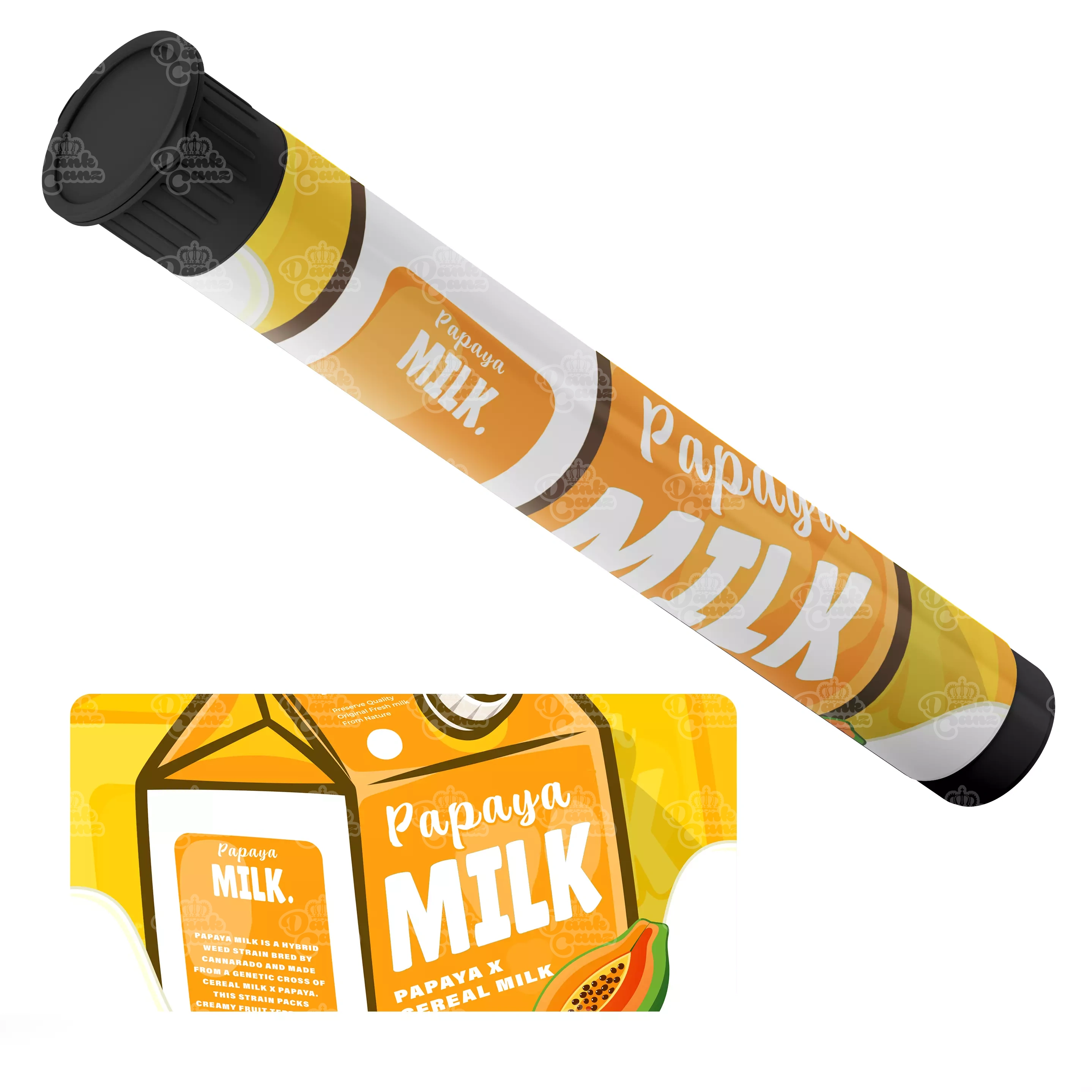 Papaya Milk Pre Roll Tubes - Labelled - DC Packaging Custom Cannabis Packaging