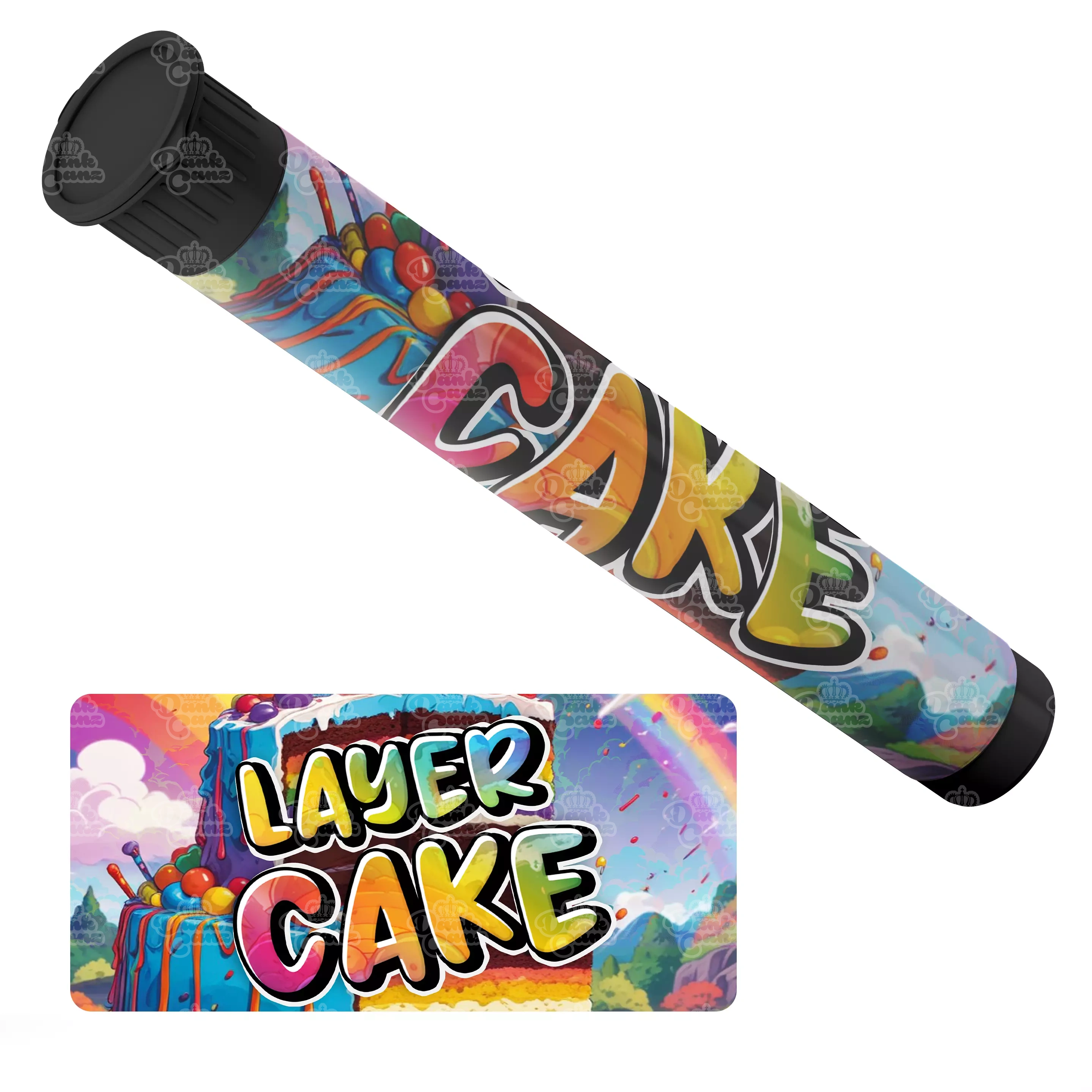 Layer Cake Pre Roll Tubes - Labelled - DC Packaging Custom Cannabis Packaging