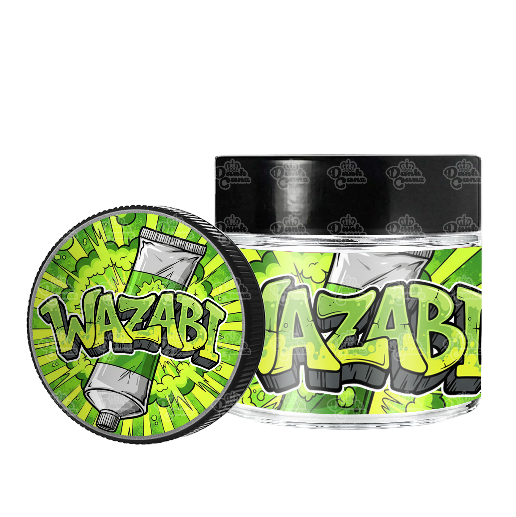 Wazabi 3.5g/60ml Glass Jars - Labelled - DC Packaging Custom Cannabis Packaging
