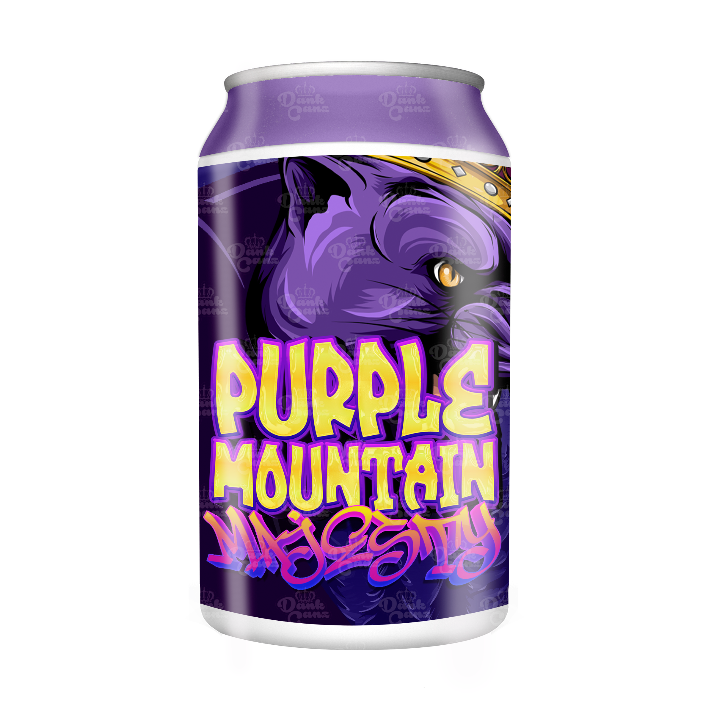Purple Mountain Majesty 3.5g Plastic Soda Cans - DC Packaging Custom Cannabis Packaging