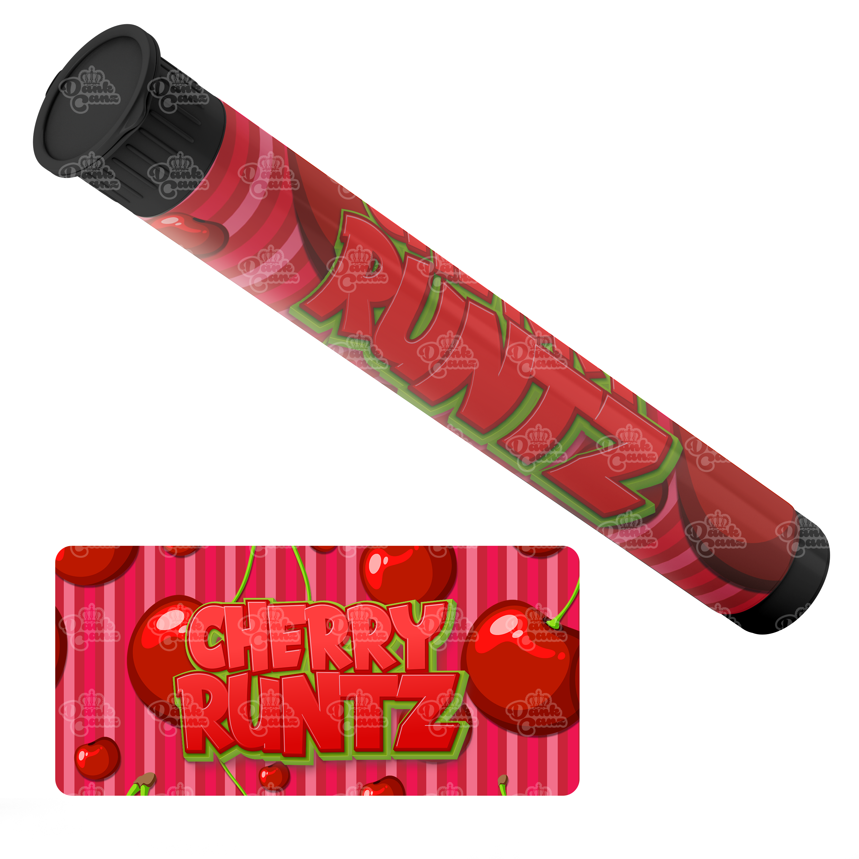 Cherry Runtz Pre Roll Tubes - Labelled - DC Packaging Custom Cannabis Packaging