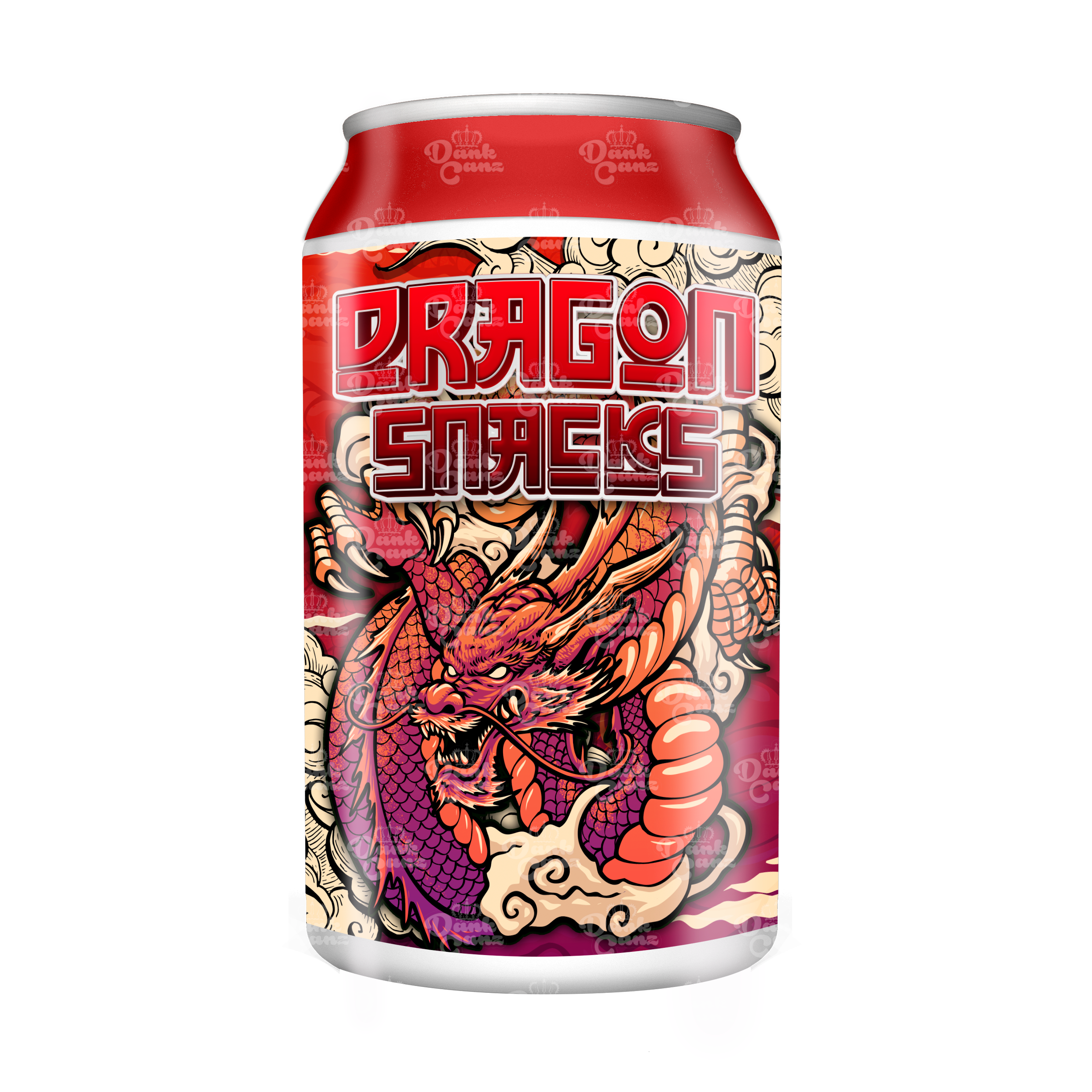 Dragon Snacks 3.5g Plastic Soda Cans - DC Packaging Custom Cannabis Packaging