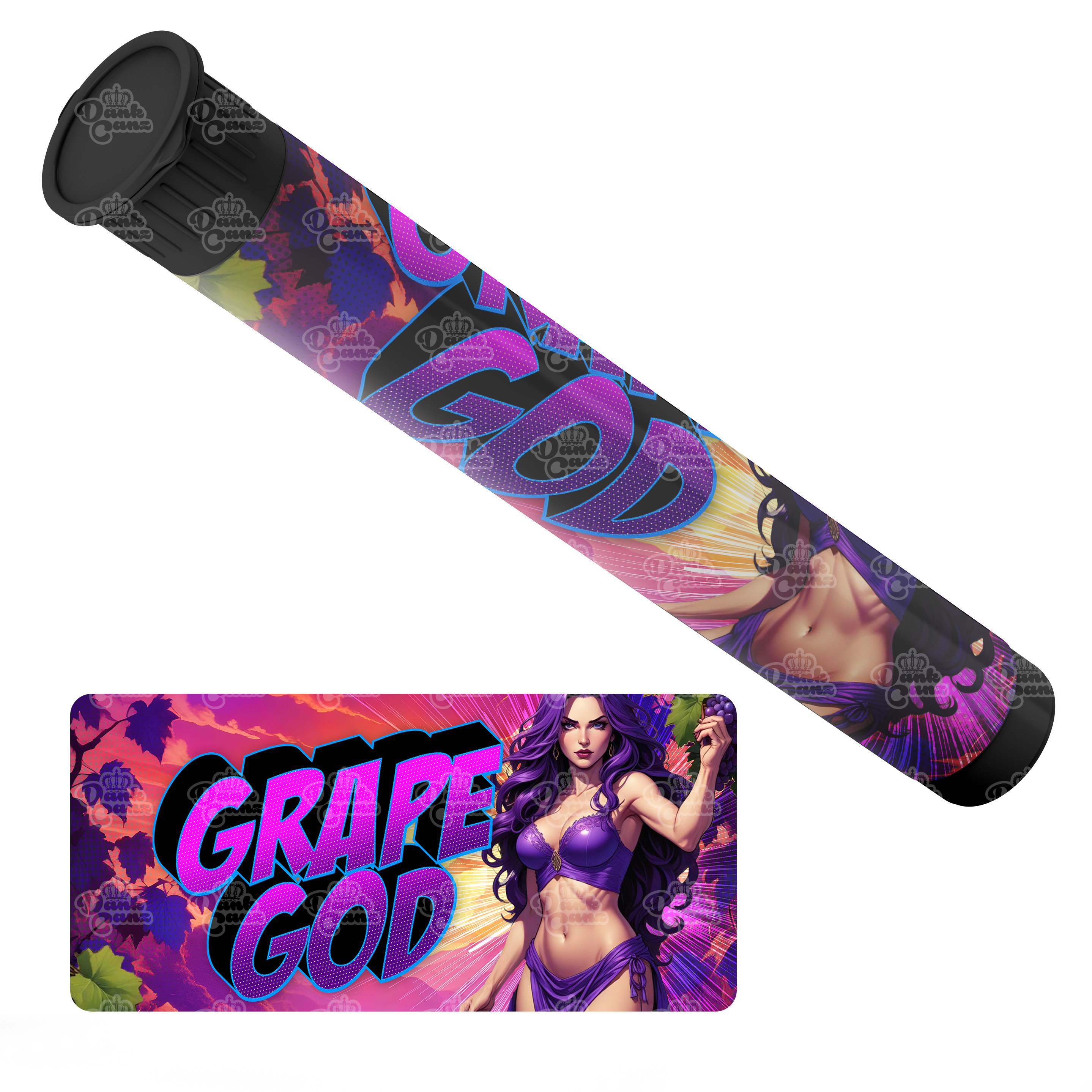 Grape God Pre Roll Tubes - Labelled - DC Packaging Custom Cannabis Packaging