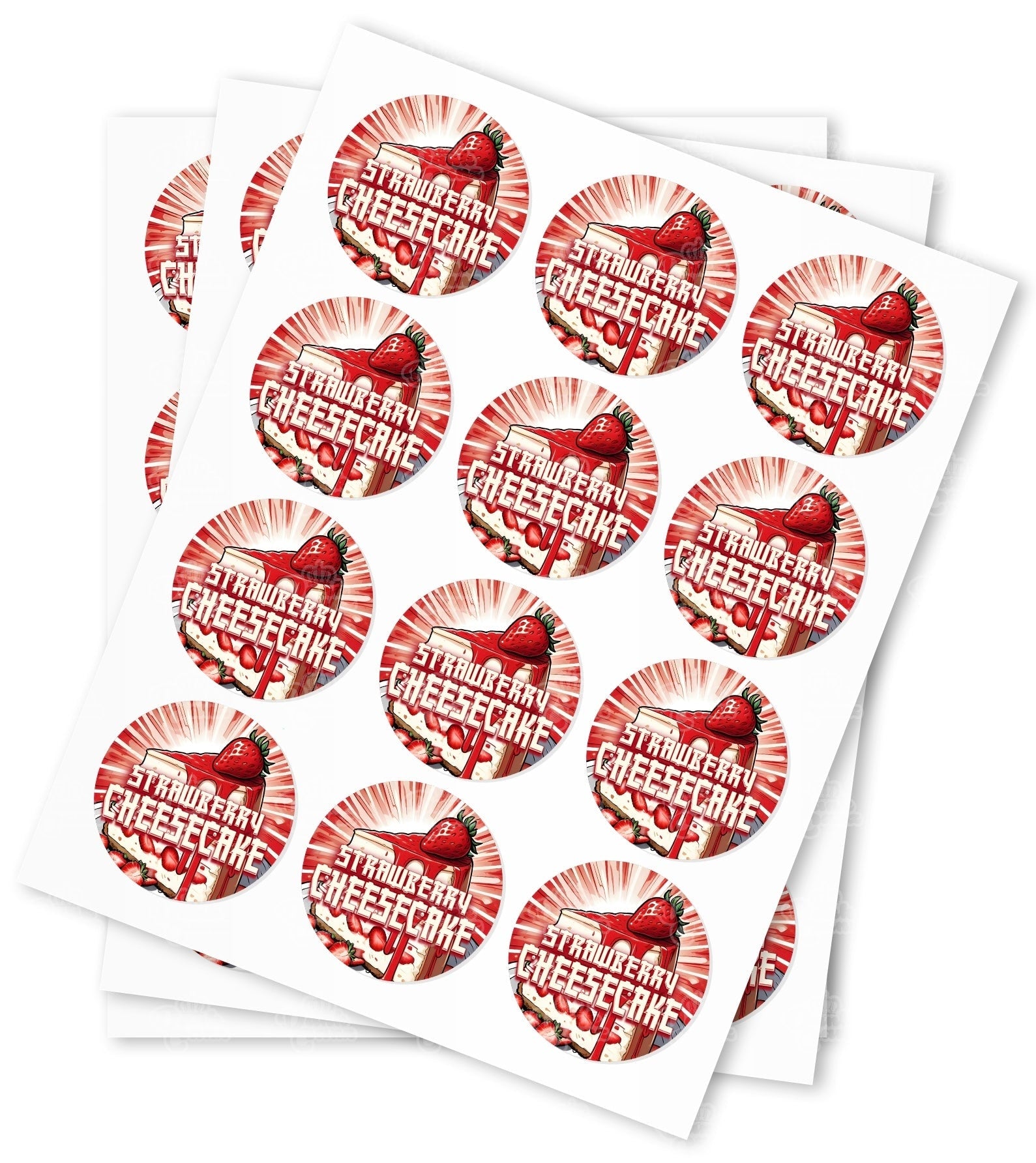 Strawberry Cheesecake Strain Stickers - DC Packaging Custom Cannabis Packaging