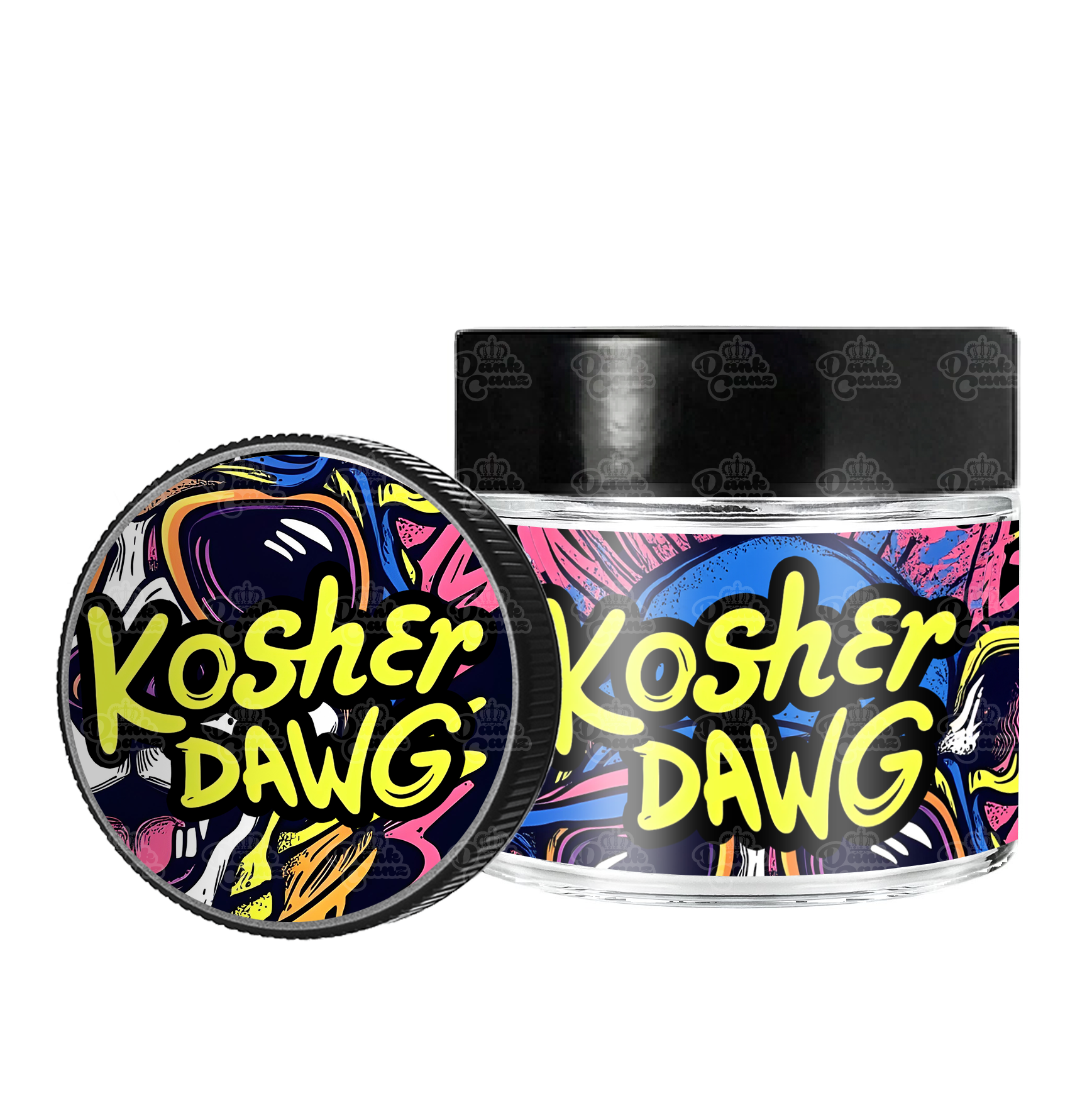 Kosher Dawg 3.5g/60ml Glass Jars - Labelled - DC Packaging Custom Cannabis Packaging