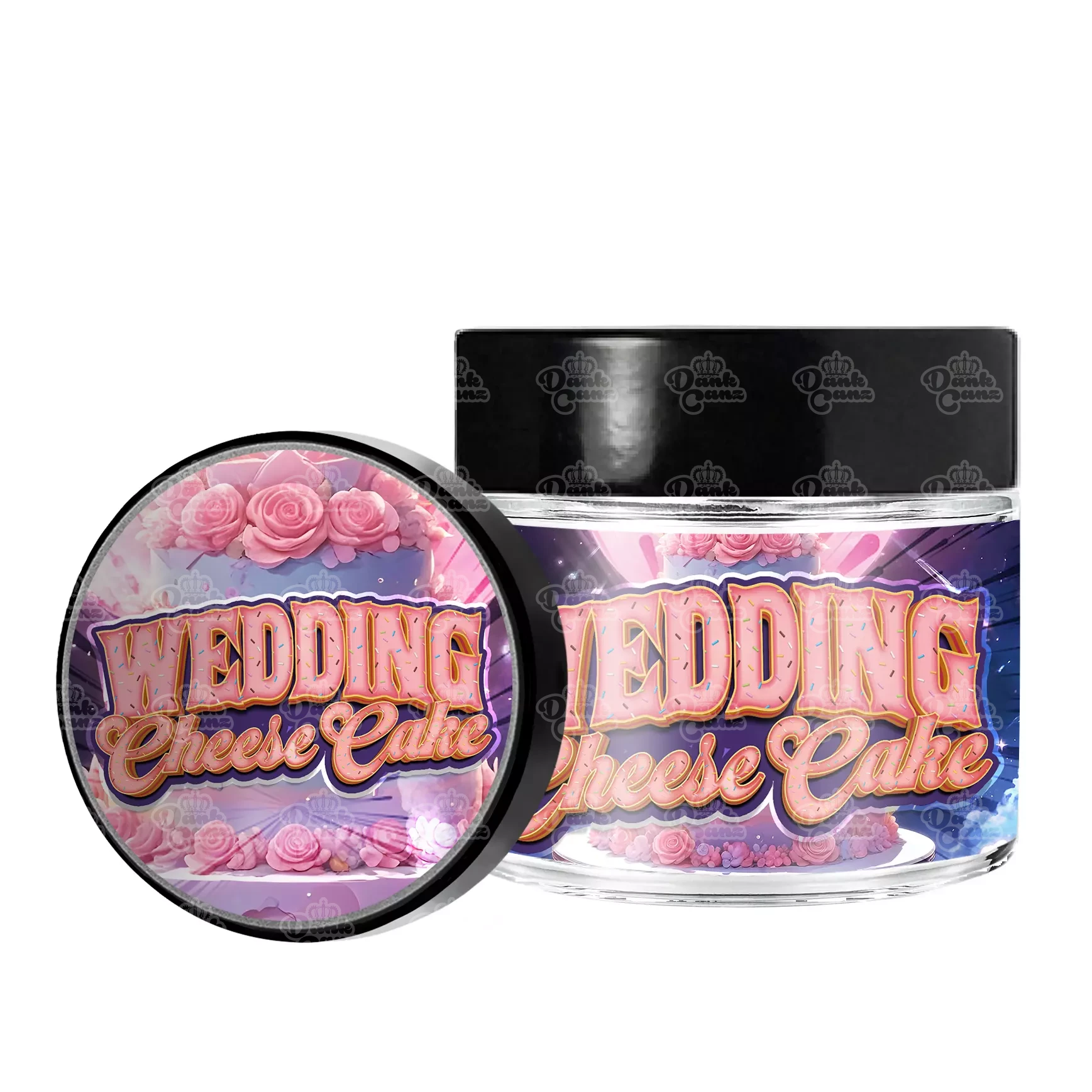 Wedding Cheese Cake 3.5g/60ml Glass Jars - Labelled - DC Packaging Custom Cannabis Packaging