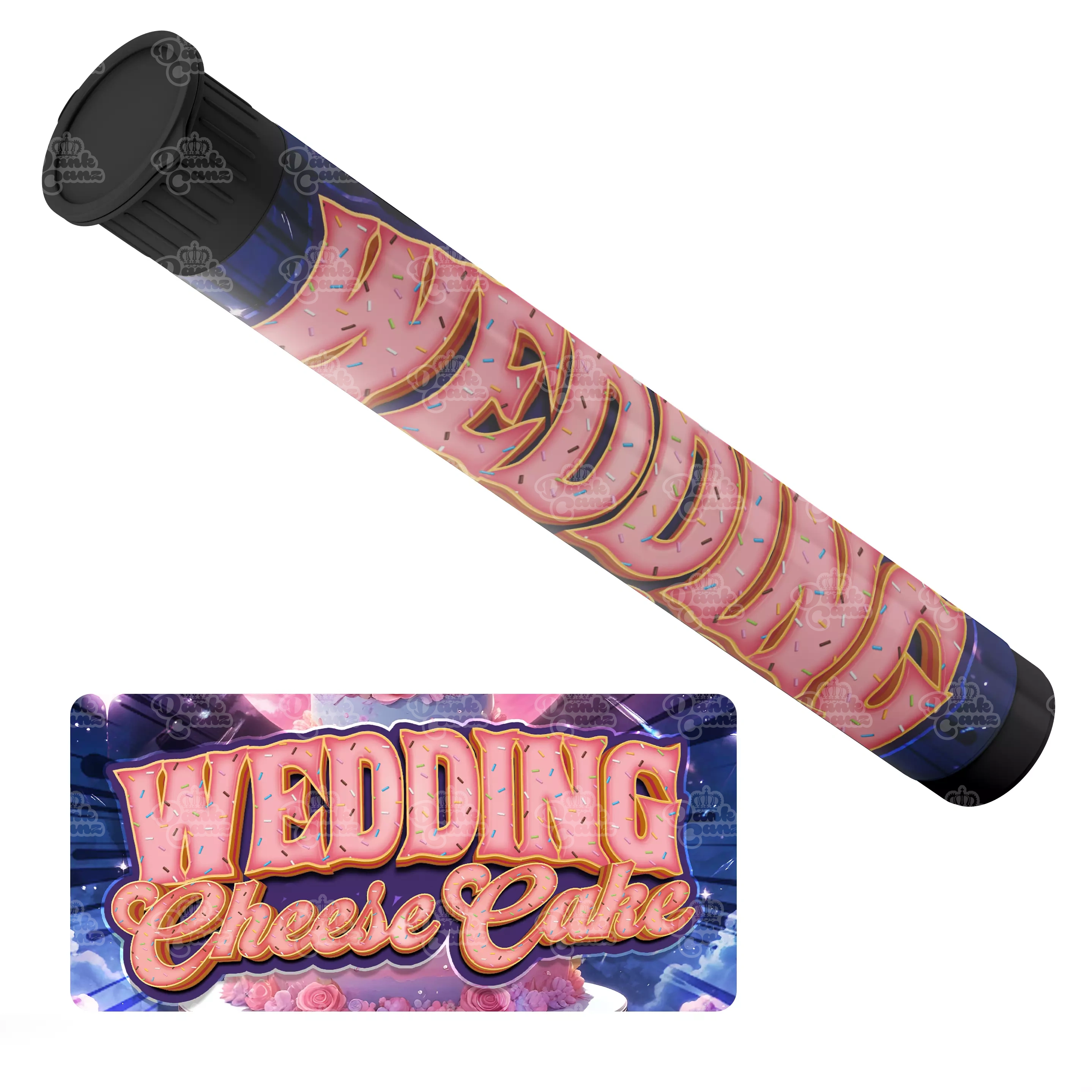 Wedding Cheese Cake Pre Roll Tubes - Labelled - DC Packaging Custom Cannabis Packaging
