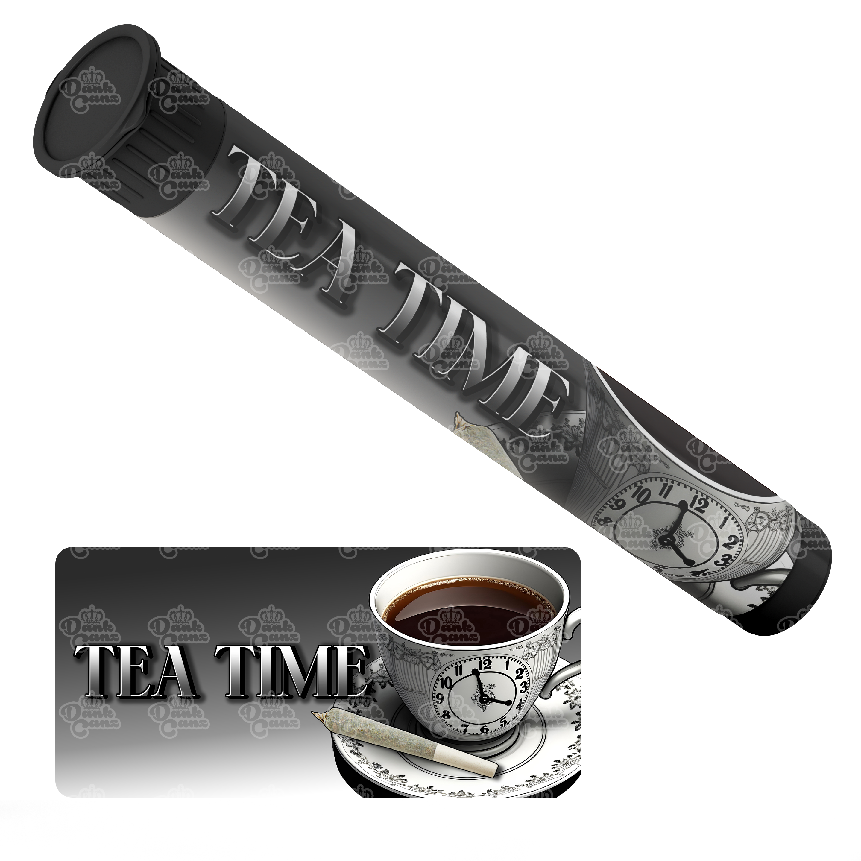 Tea Time Pre Roll Tubes - Labelled - DC Packaging Custom Cannabis Packaging