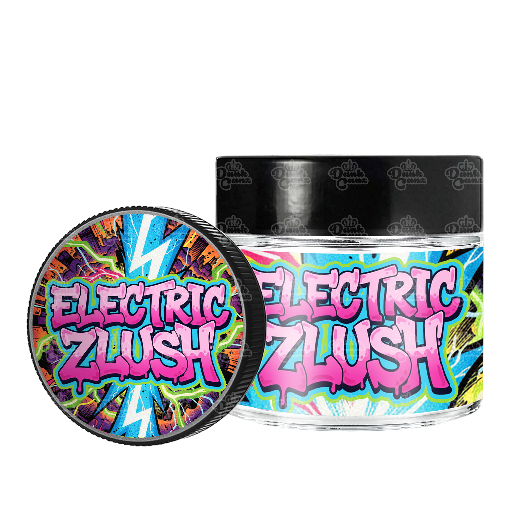 Electric Zlush 3.5g/60ml Glass Jars - Labelled - DC Packaging Custom Cannabis Packaging