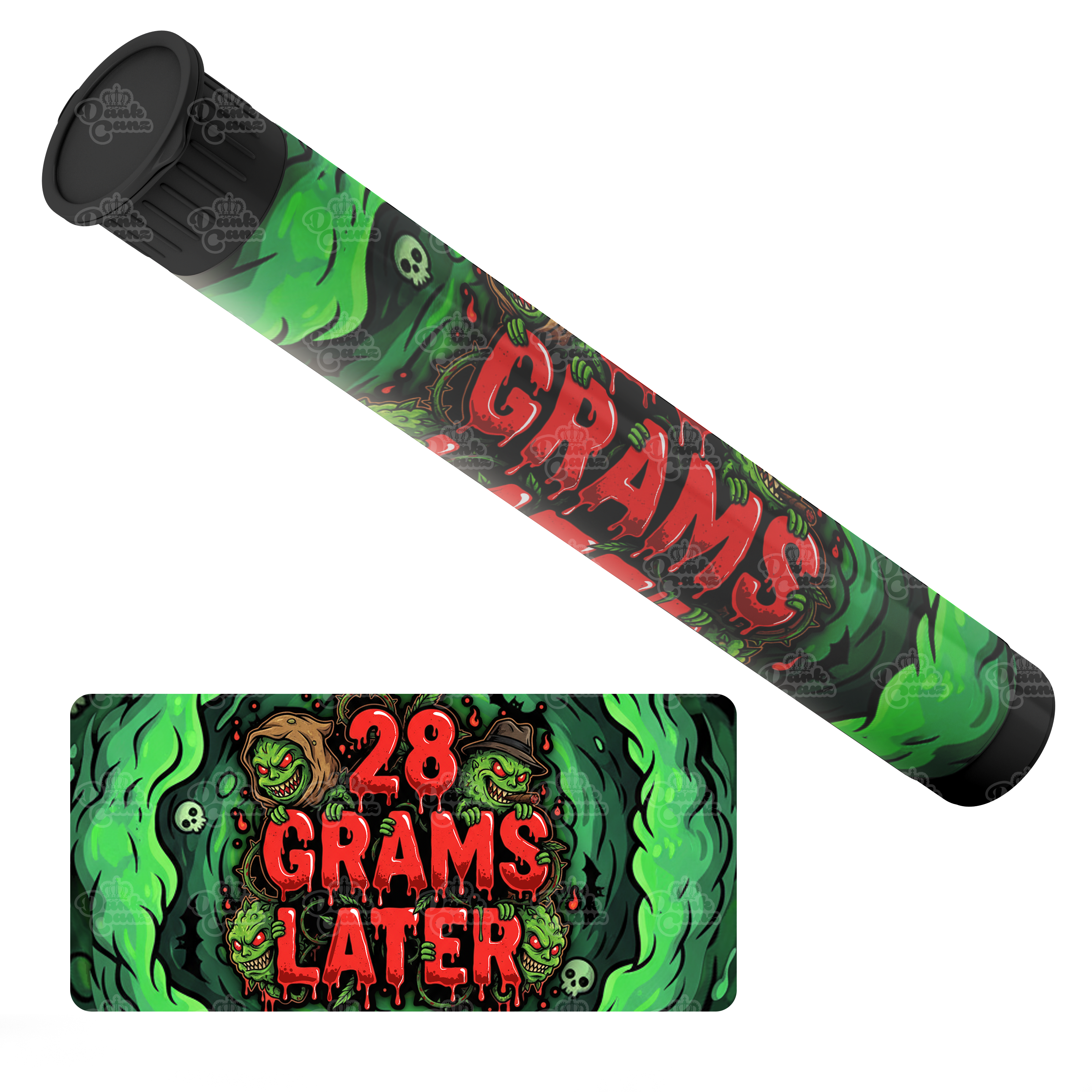 28 Grams Later Pre Roll Tubes - Labelled - DC Packaging Custom Cannabis Packaging