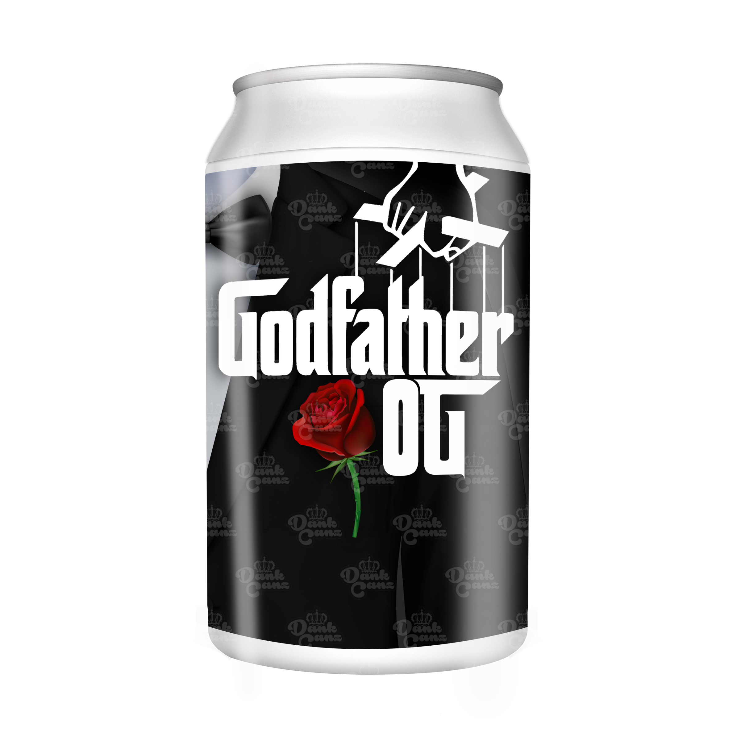 Godfather OG 3.5g Plastic Soda Cans - DC Packaging Custom Cannabis Packaging