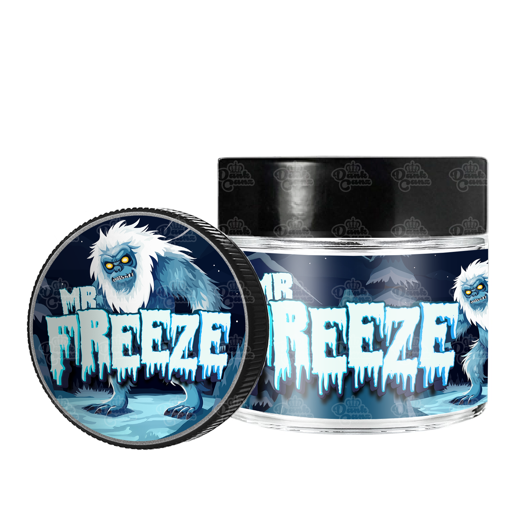 Mr Freeze 3.5g/60ml Glass Jars - Labelled - DC Packaging Custom Cannabis Packaging