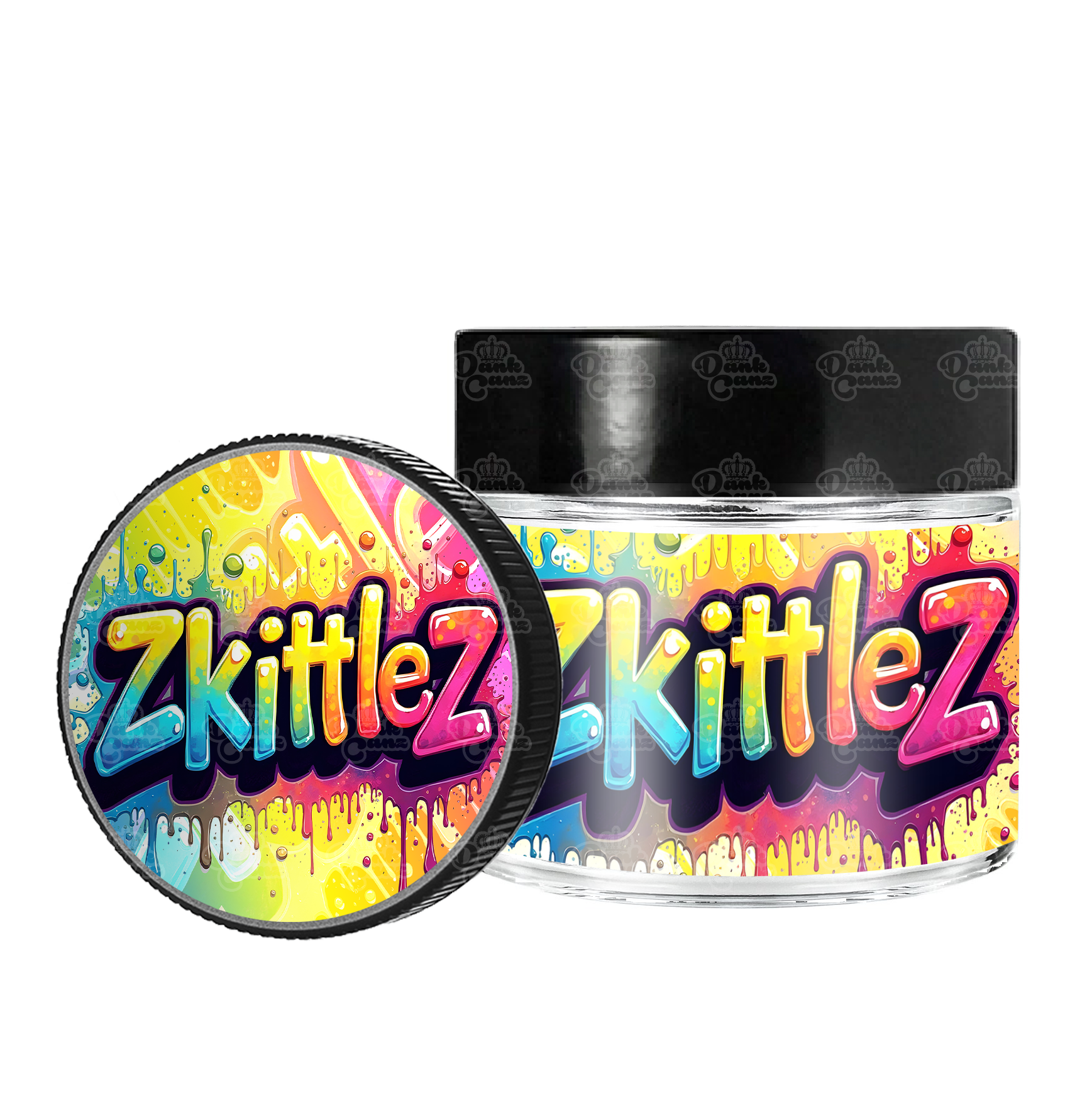 Zkittlez 3.5g/60ml Glass Jars - Labelled - DC Packaging Custom Cannabis Packaging