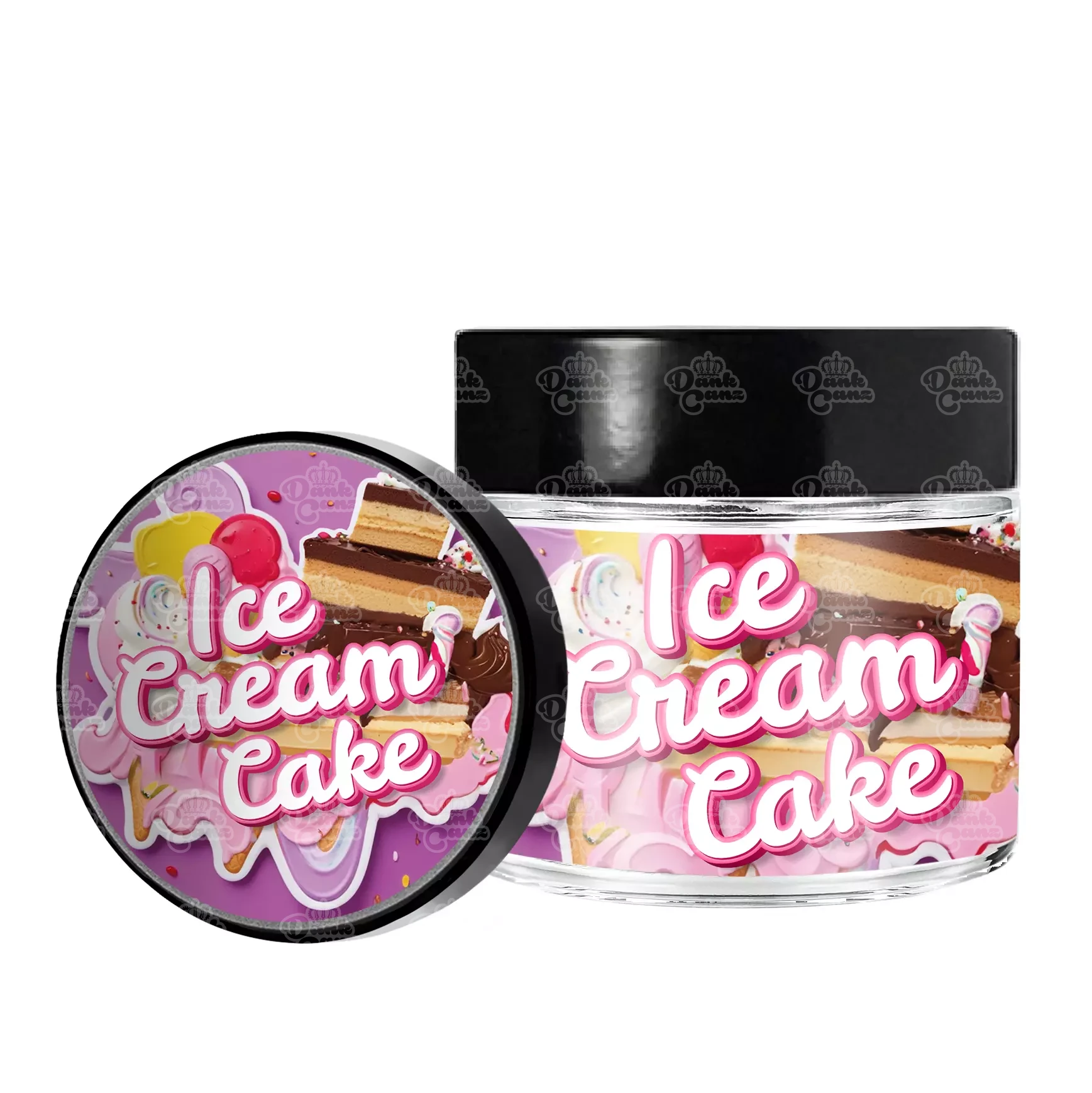 Ice Cream Cake 3.5g/60ml Glass Jars - Labelled - DC Packaging Custom Cannabis Packaging