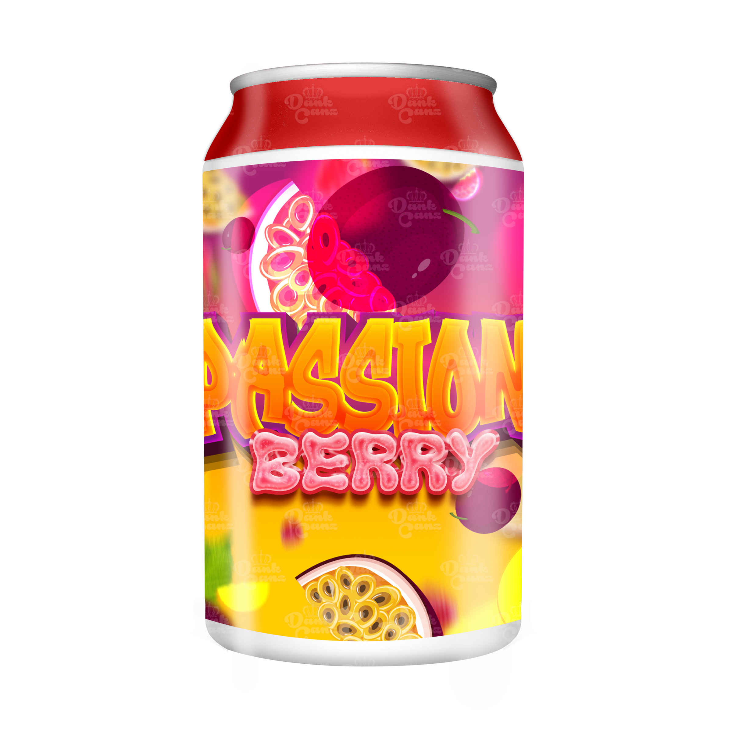Passion Berry 3.5g Plastic Soda Cans - DC Packaging Custom Cannabis Packaging