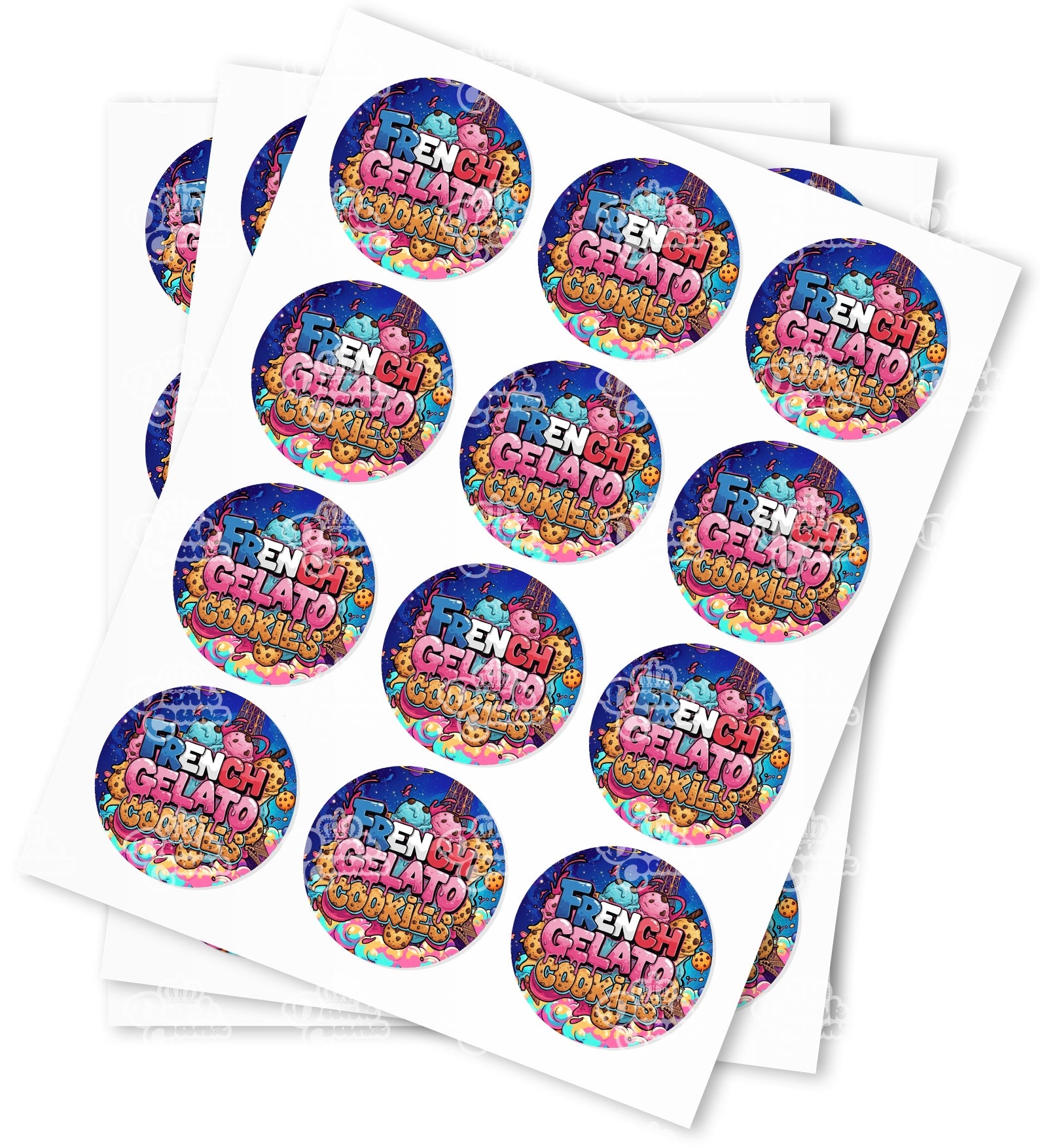 French Gelato Cookies Strain Stickers - DC Packaging Custom Cannabis Packaging