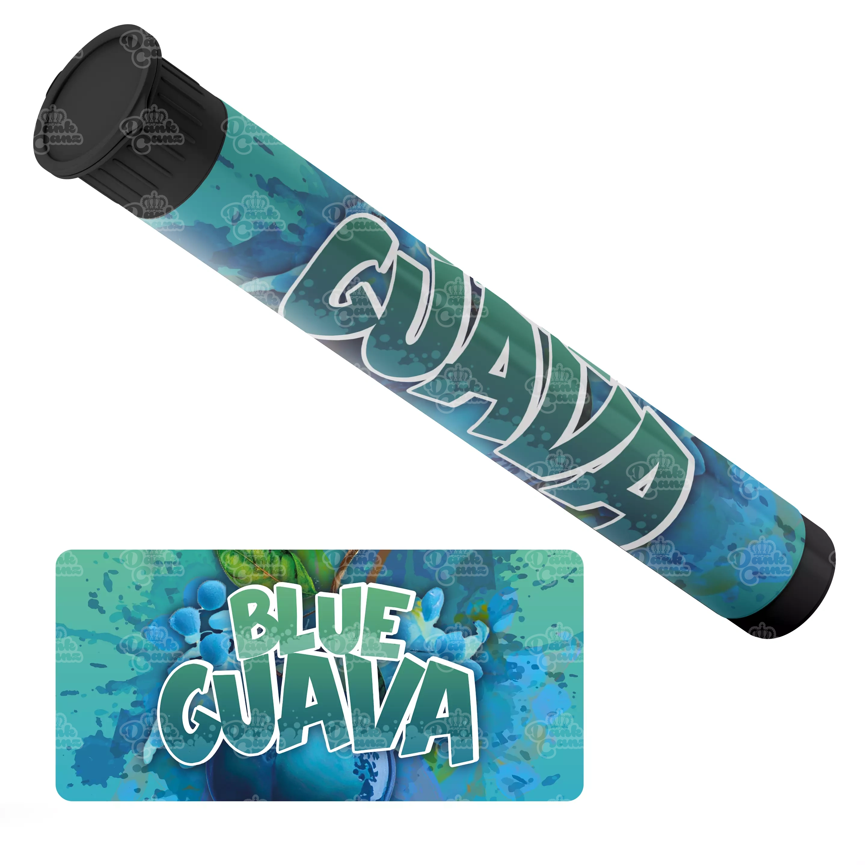 Blue Guava Pre Roll Tubes - Labelled - DC Packaging Custom Cannabis Packaging