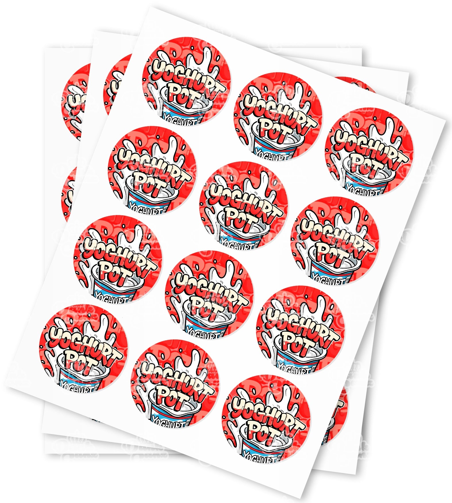 Yoghurt Pot Strain Stickers - DC Packaging Custom Cannabis Packaging