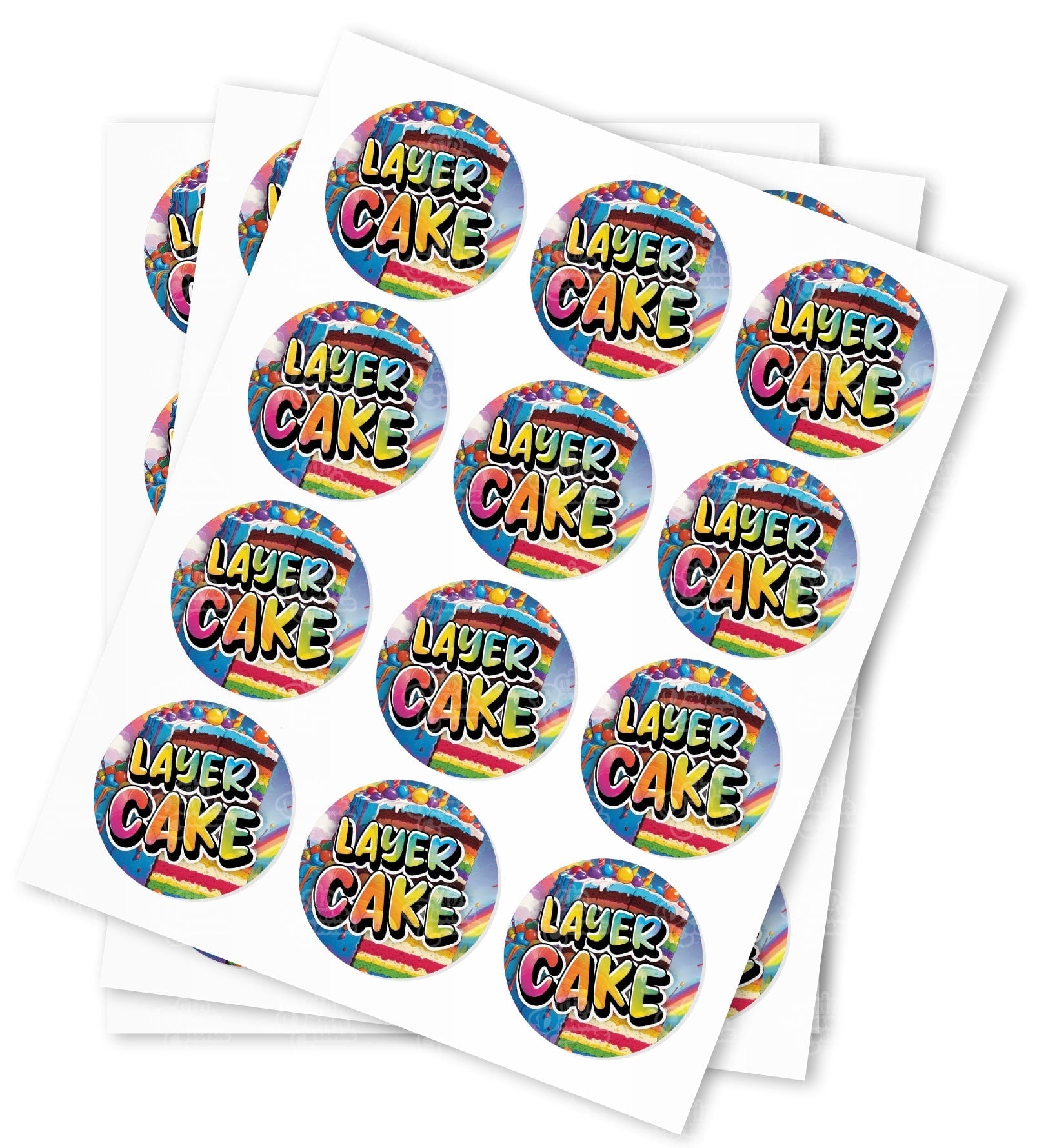 Layer Cake Strain Stickers - DC Packaging Custom Cannabis Packaging